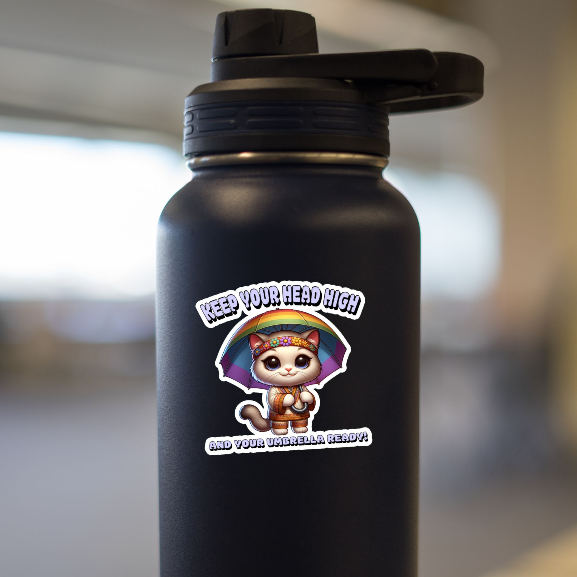 Keep Your Head High Retro Kitty Sticker