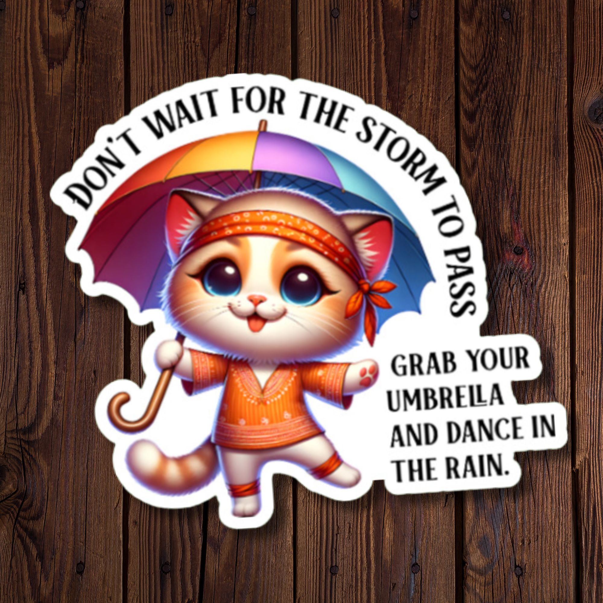 Dance in the Rain Kitty Sticker