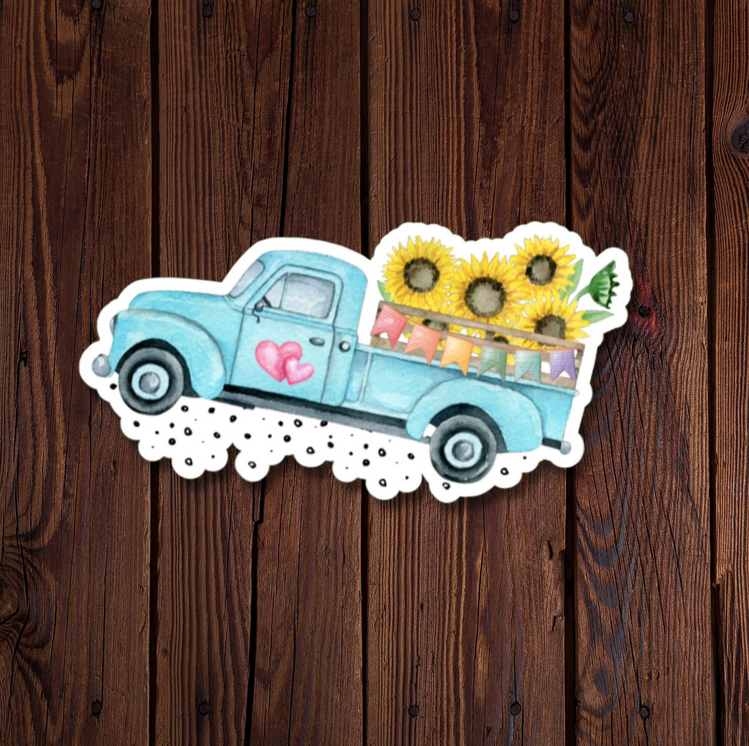 Blue Watercolor Truck Sticker