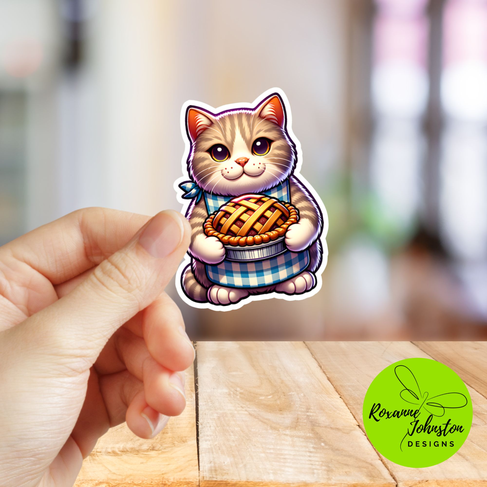Cat with Pie Sticker