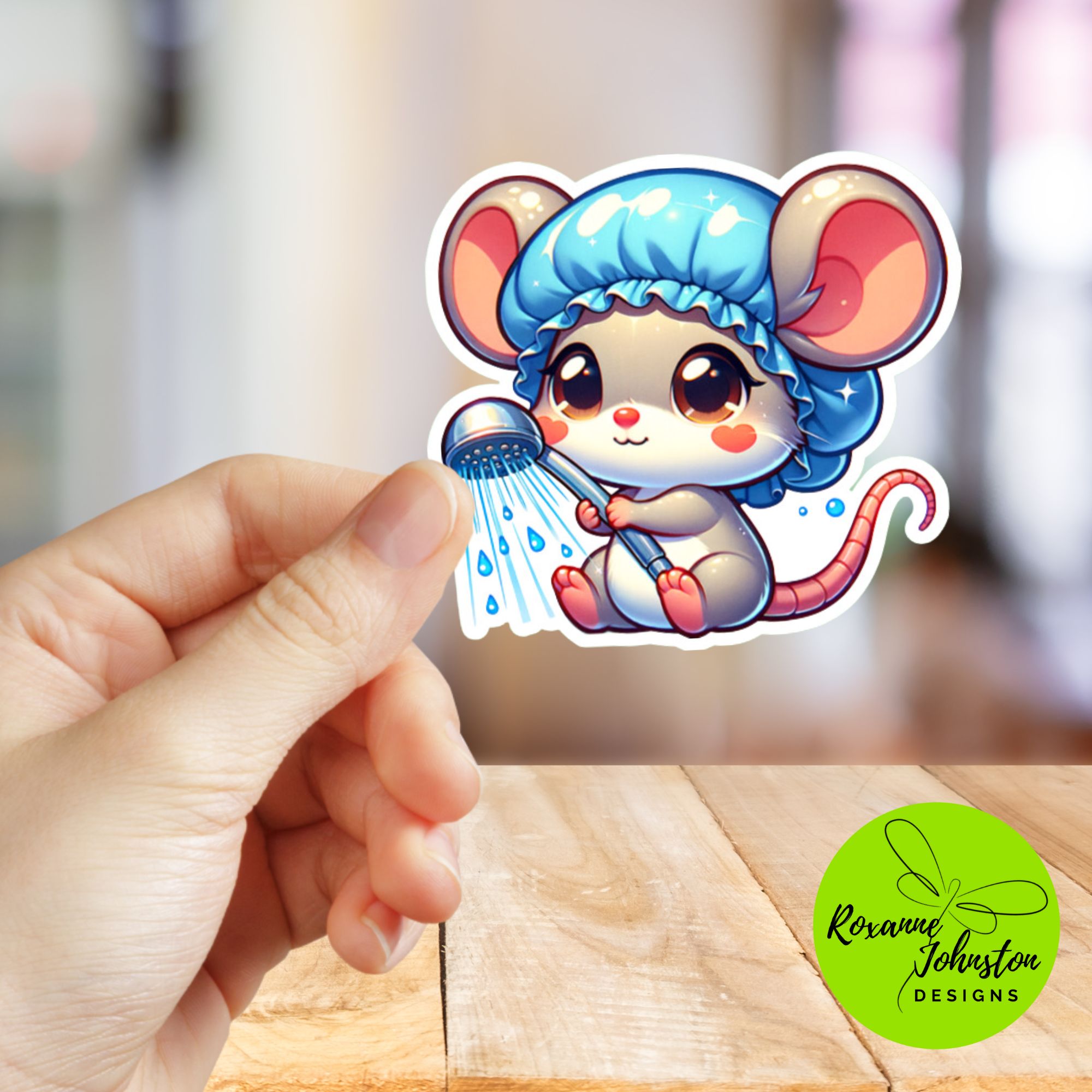 Cute Shower Time Mouse Sticker