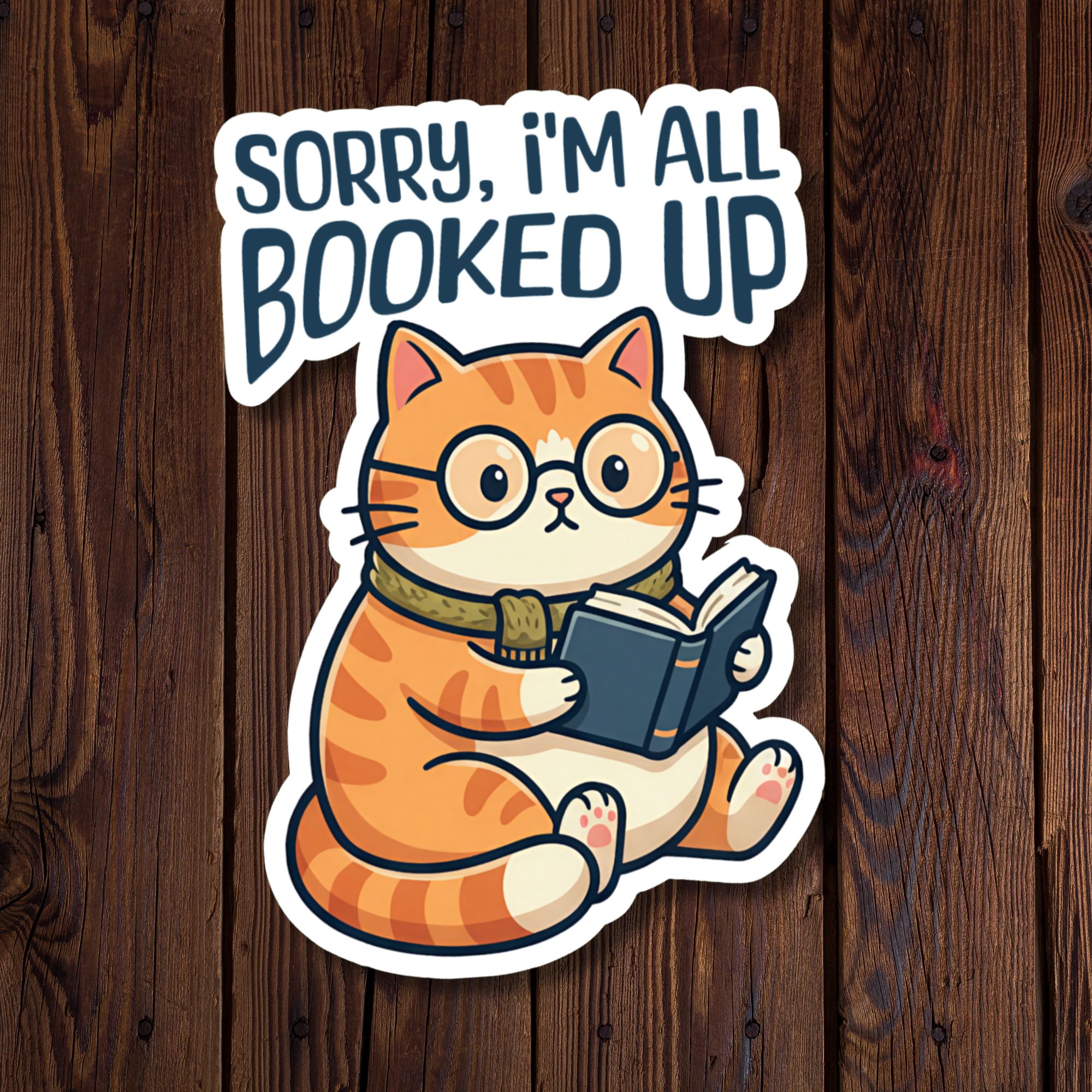 Sorry, I'm All Booked Up - Cat Sticker