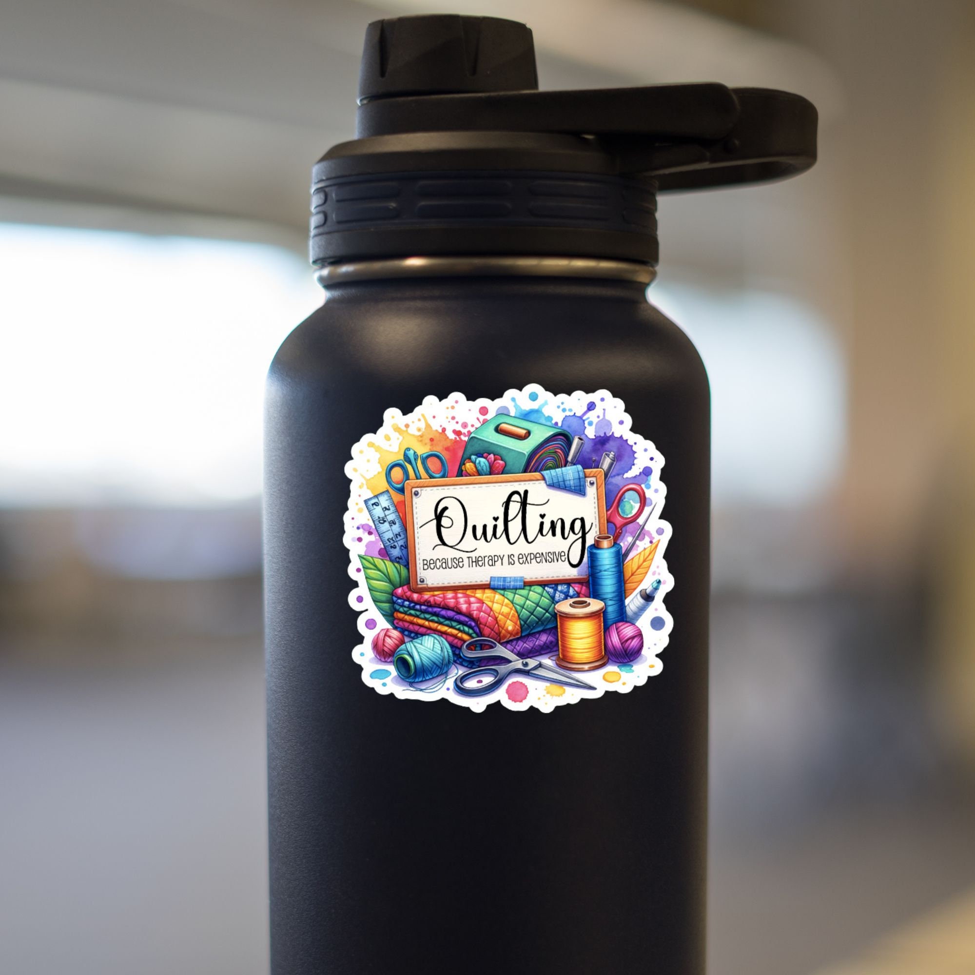 Quilting Because Therapy Is Expensive Sticker