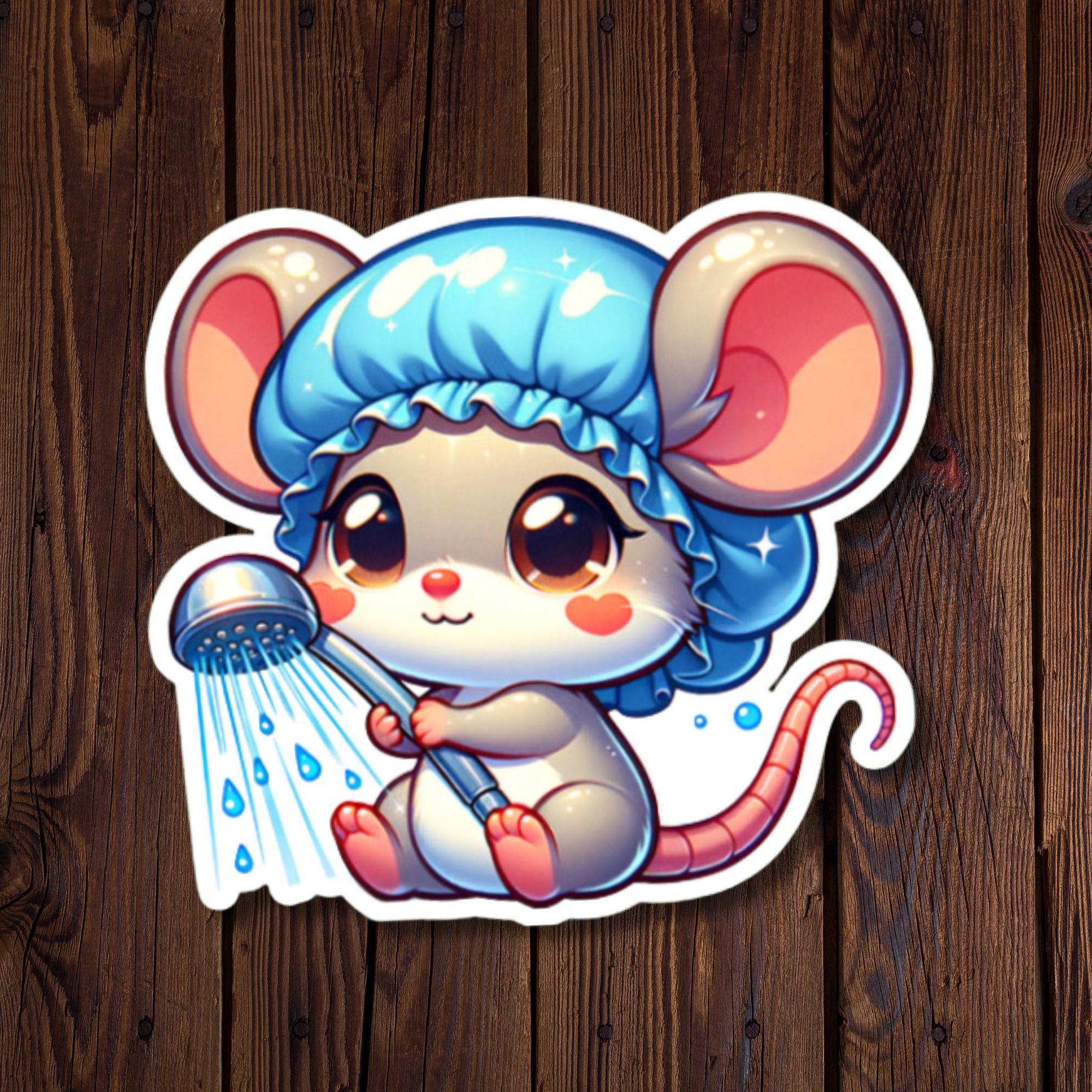 Cute Shower Time Mouse Sticker