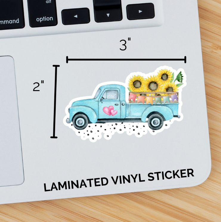 Blue Watercolor Truck Sticker