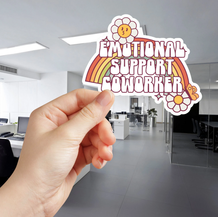 Emotional Support Coworker Rainbow Sticker