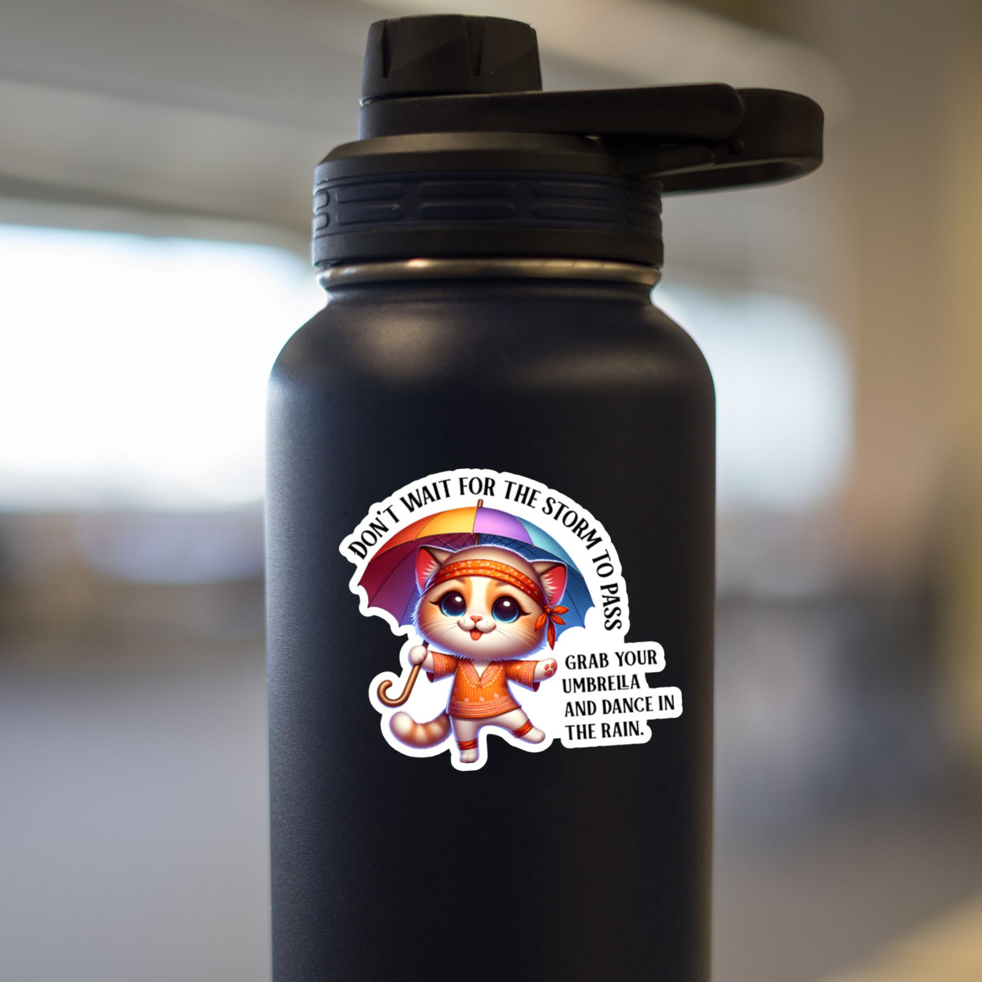 Dance in the Rain Kitty Sticker