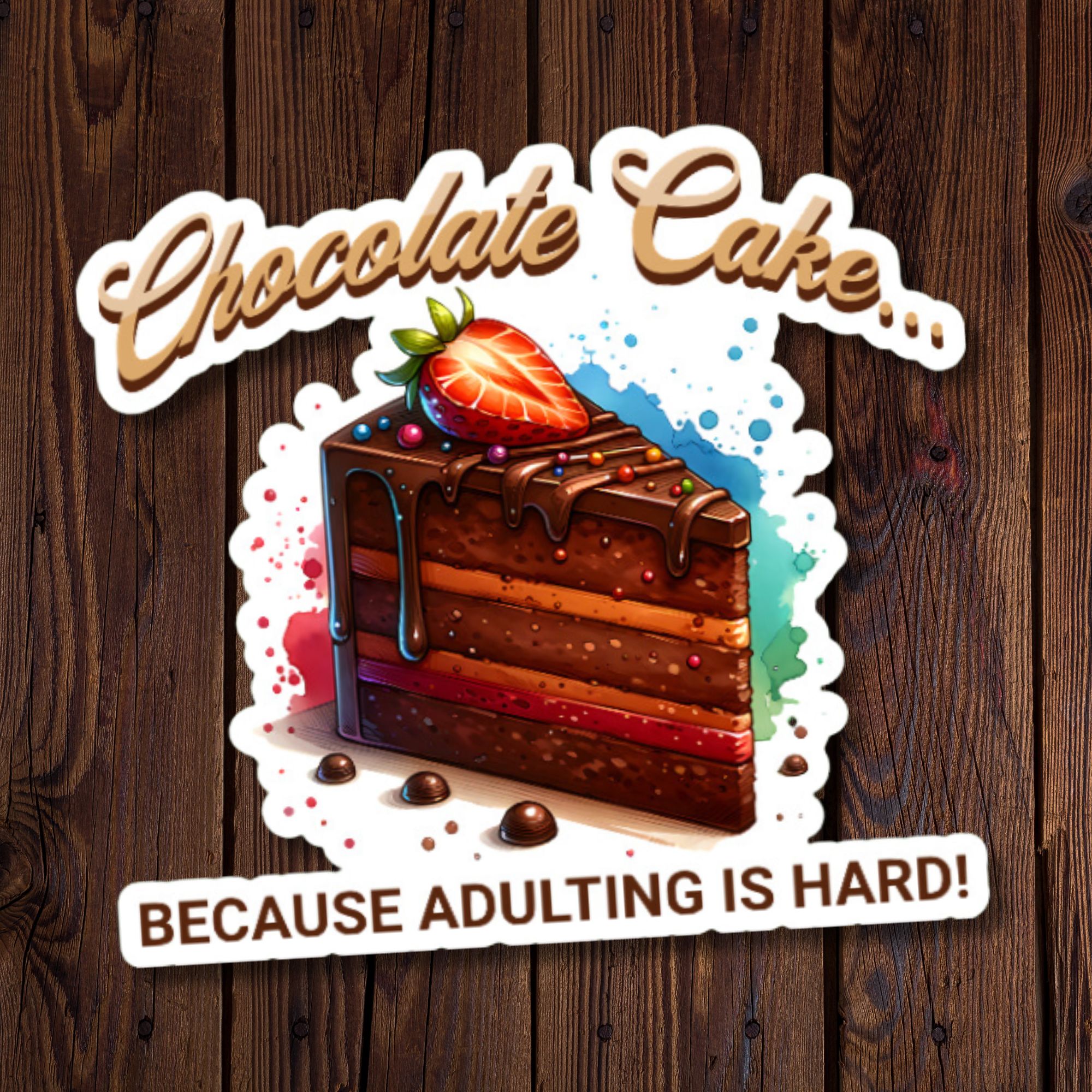 Chocolate Cake… Because Adulting Is Hard! Sticker