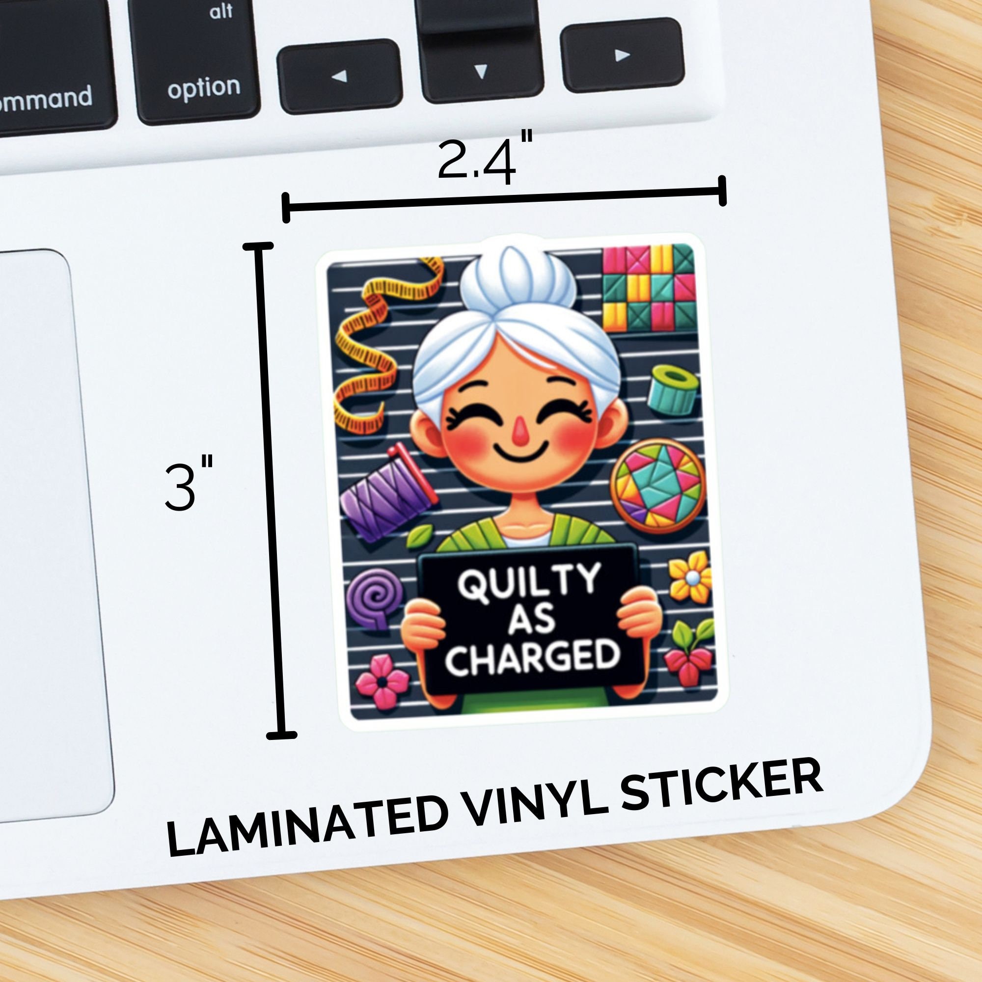 Quilty As Charged Sticker - Female