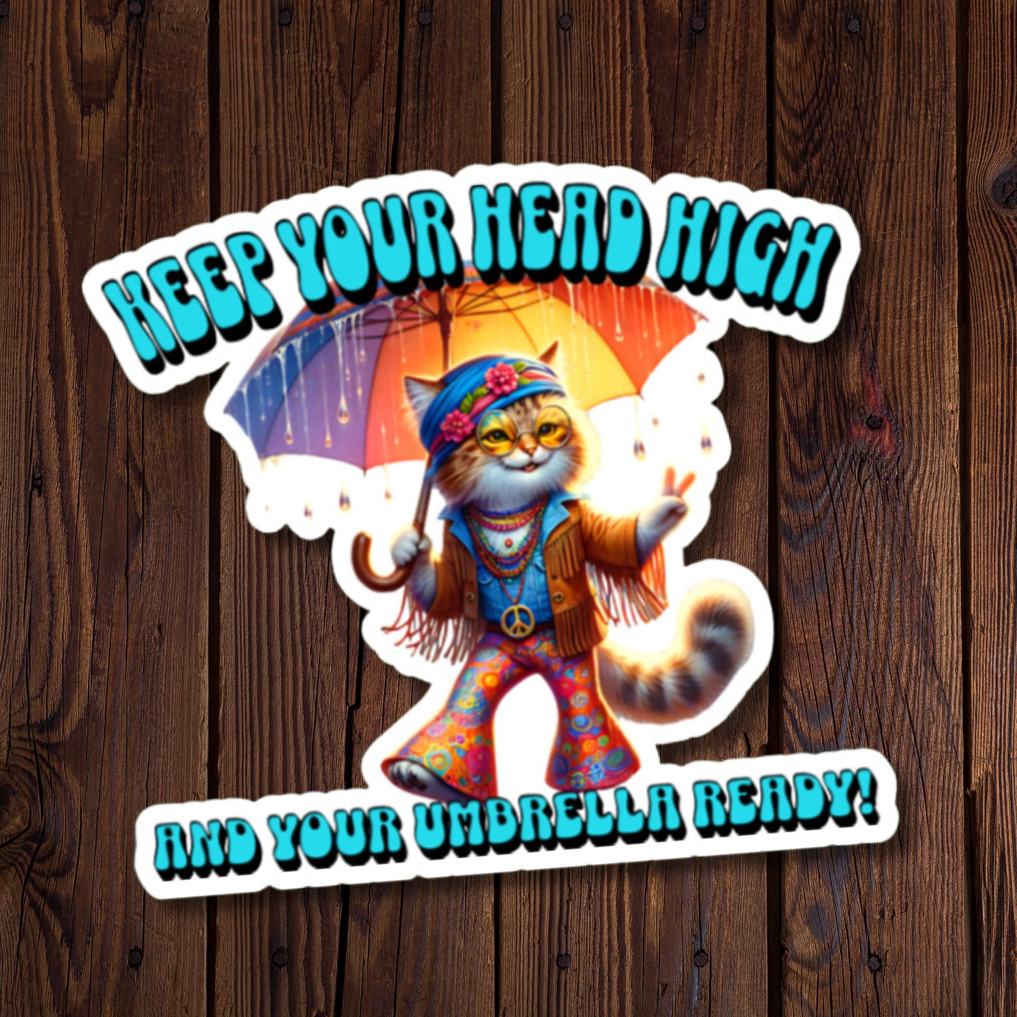 Keep Your Head High Hippy Kitty Sticker