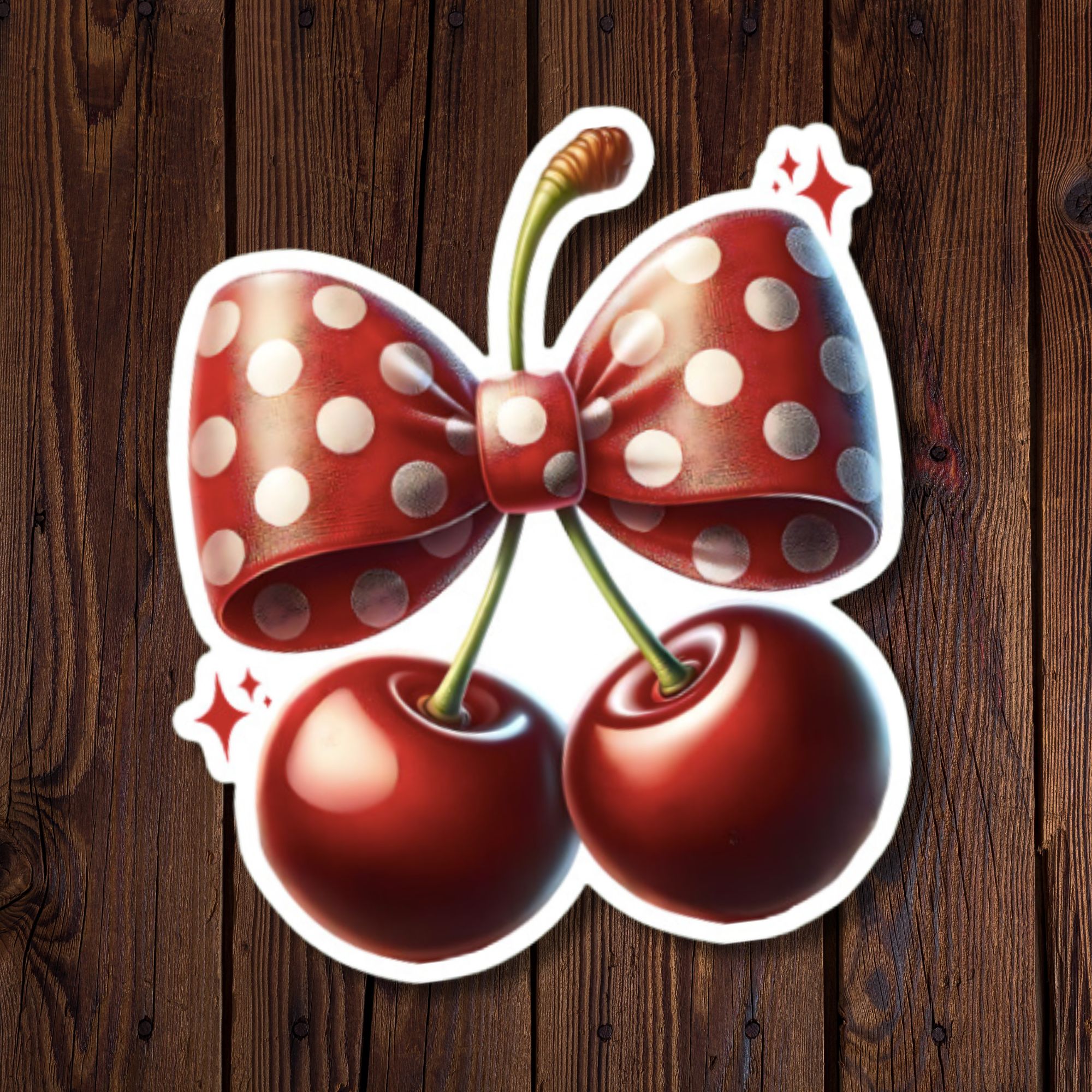 Cherry with Polka Dot Bow Sticker