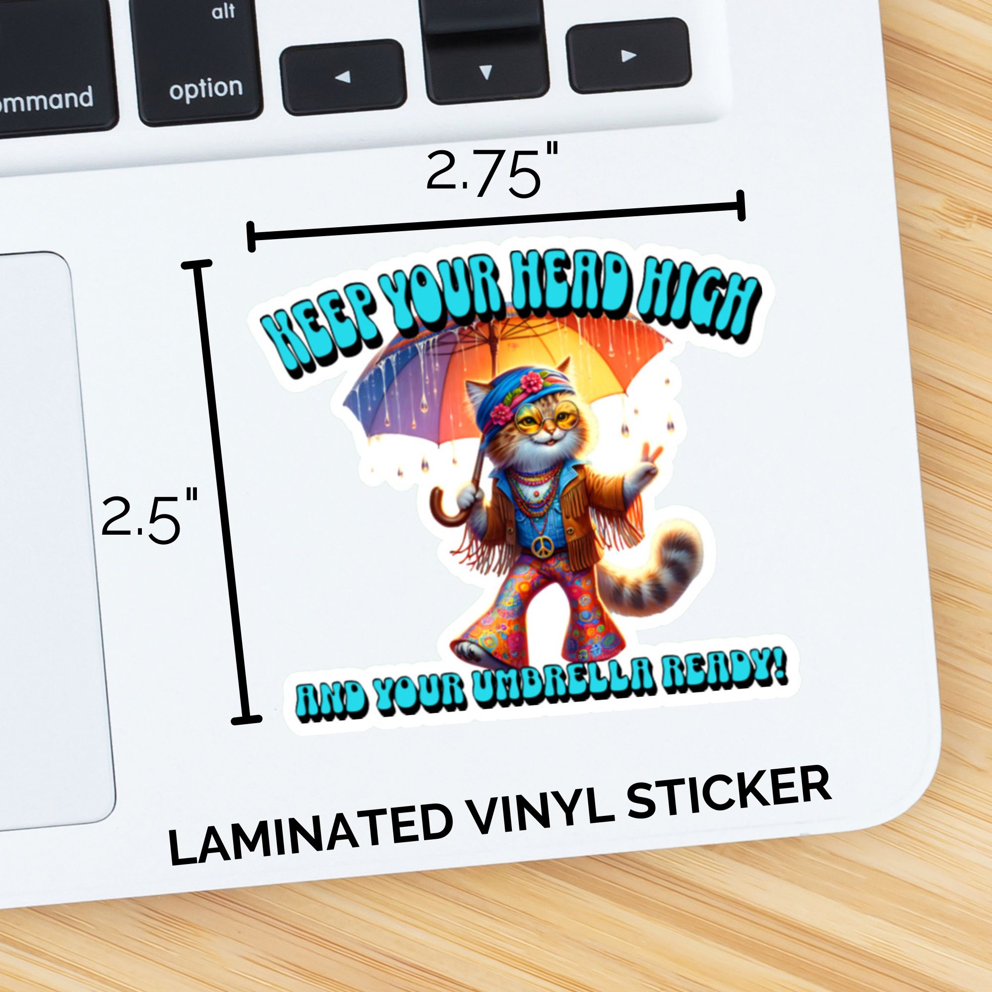 Keep Your Head High Hippy Kitty Sticker