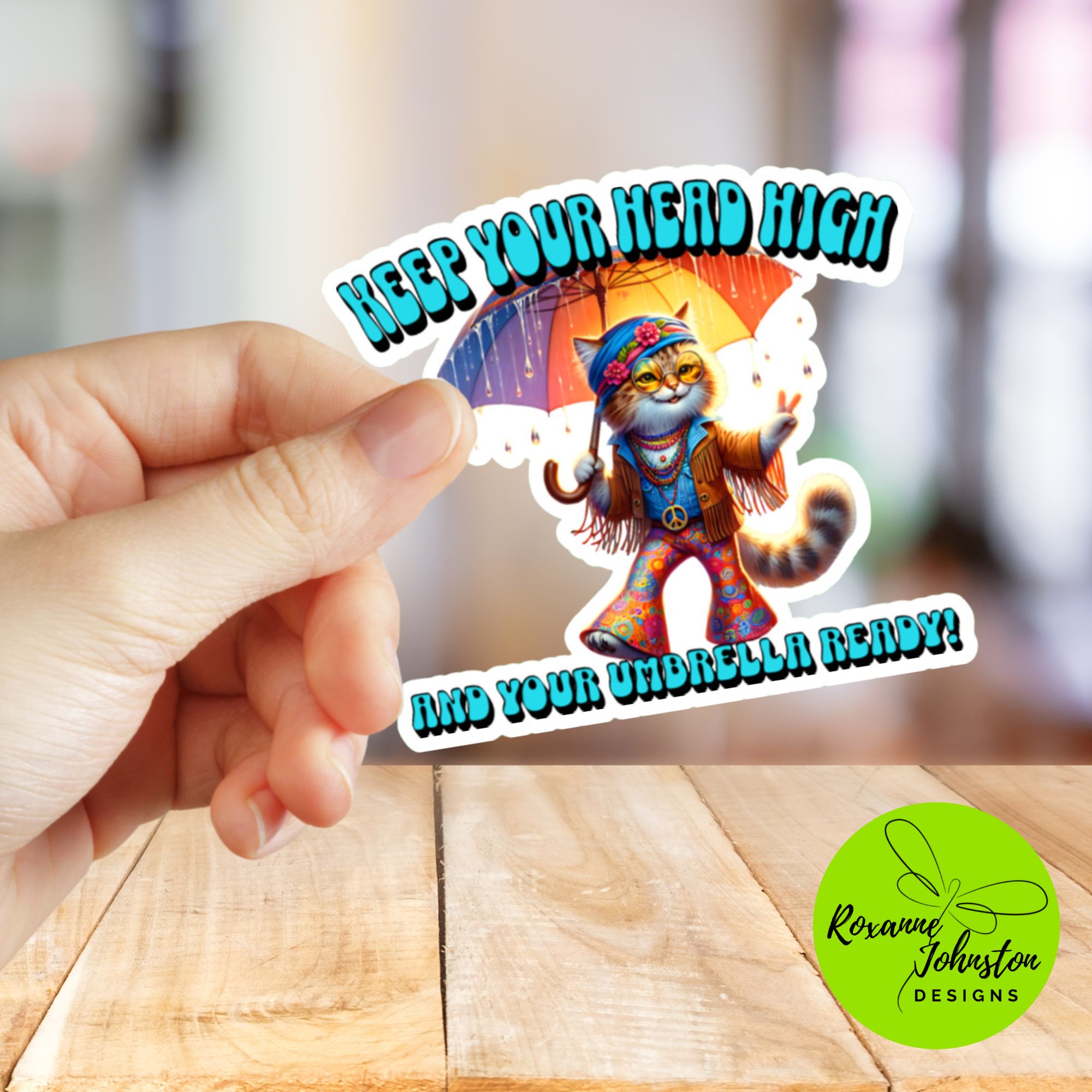 Keep Your Head High Hippy Kitty Sticker