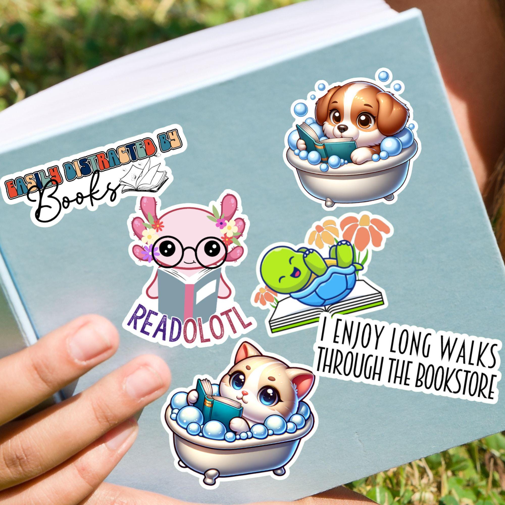 Cat in Bubble Bath Reading A Book Sticker