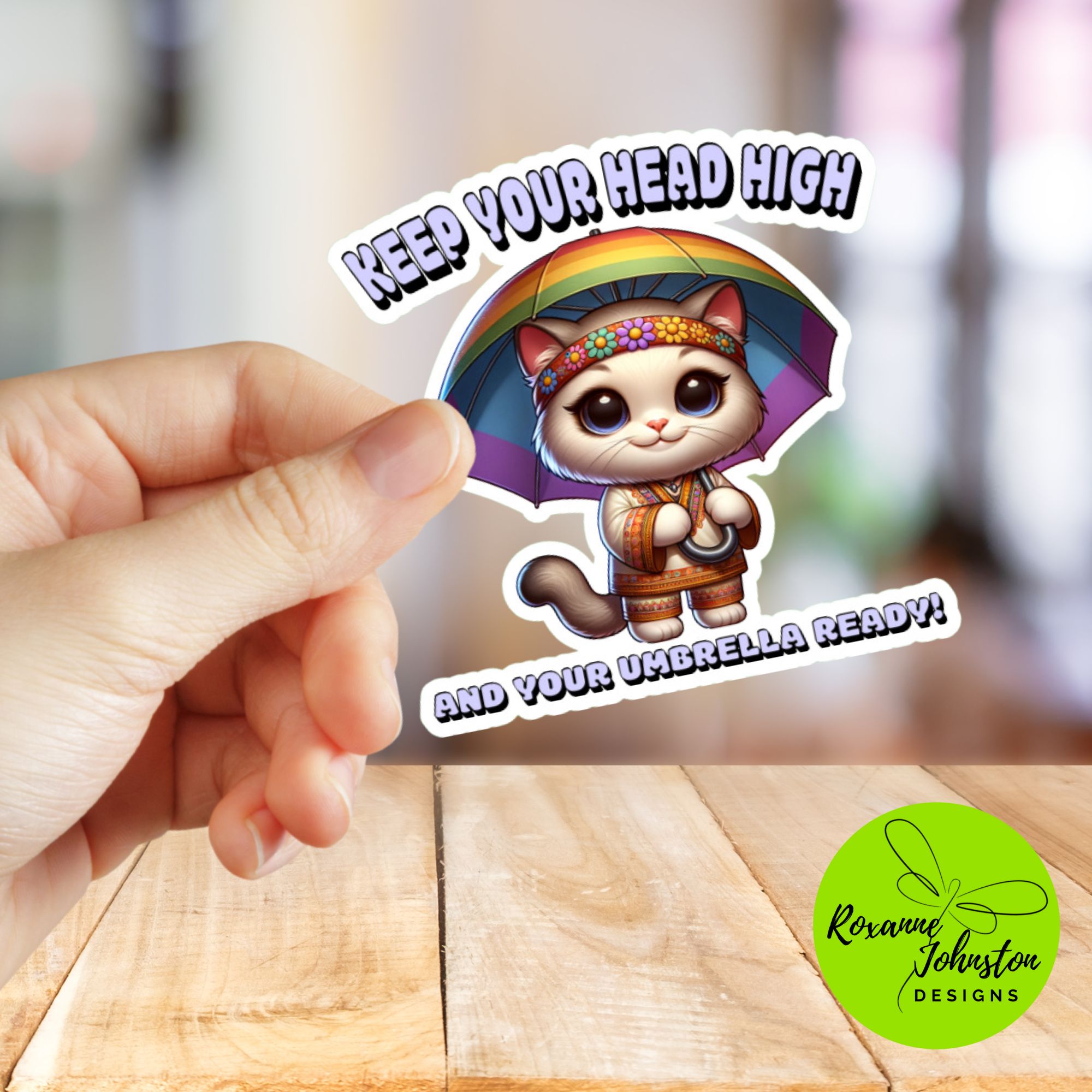 Keep Your Head High Retro Kitty Sticker