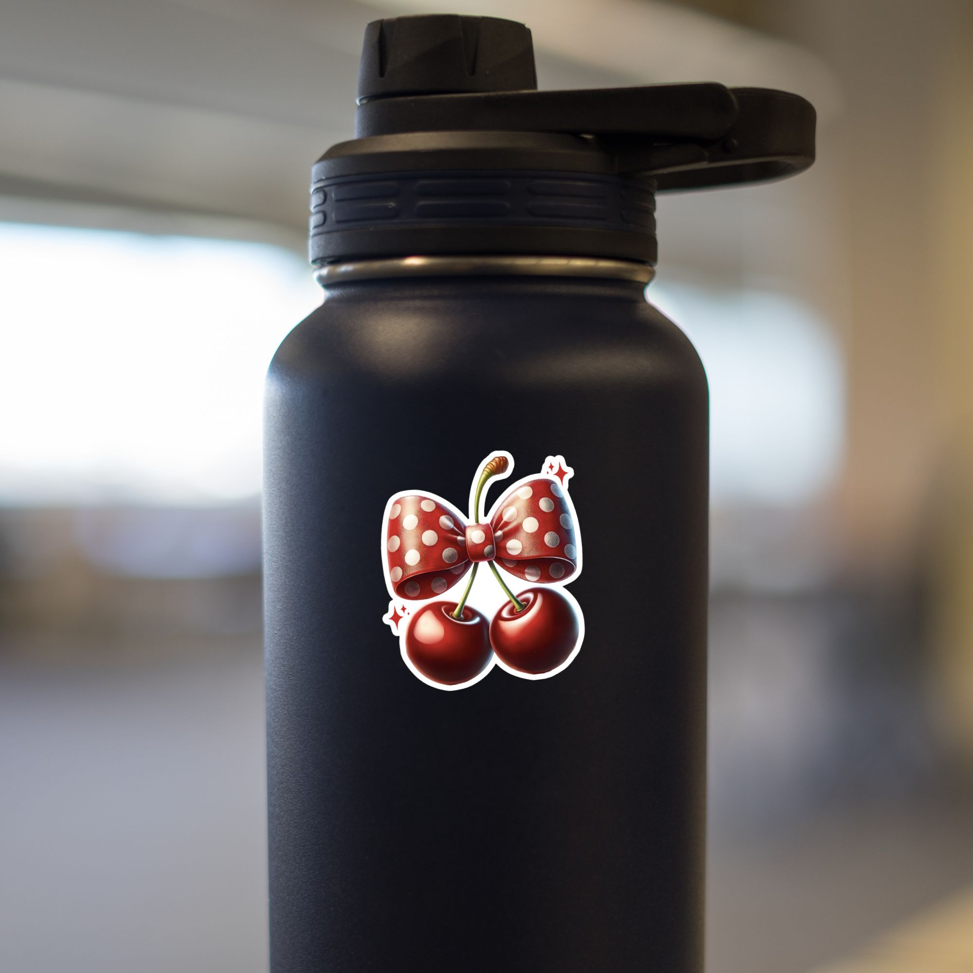 Cherry with Polka Dot Bow Sticker