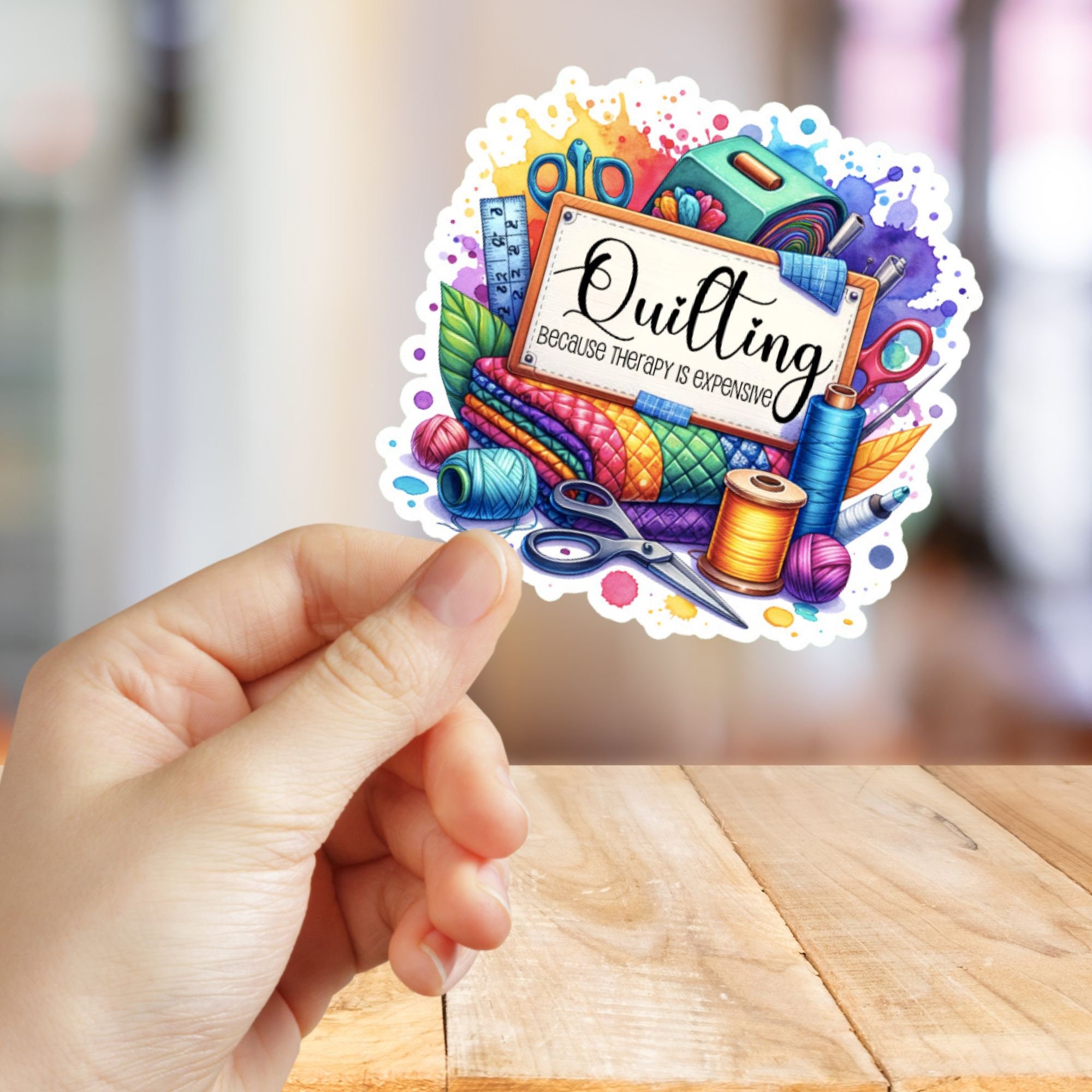 Quilting Because Therapy Is Expensive Sticker