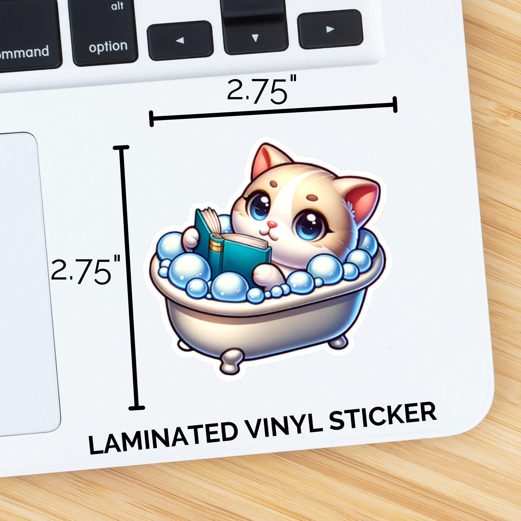 Cat in Bubble Bath Reading A Book Sticker