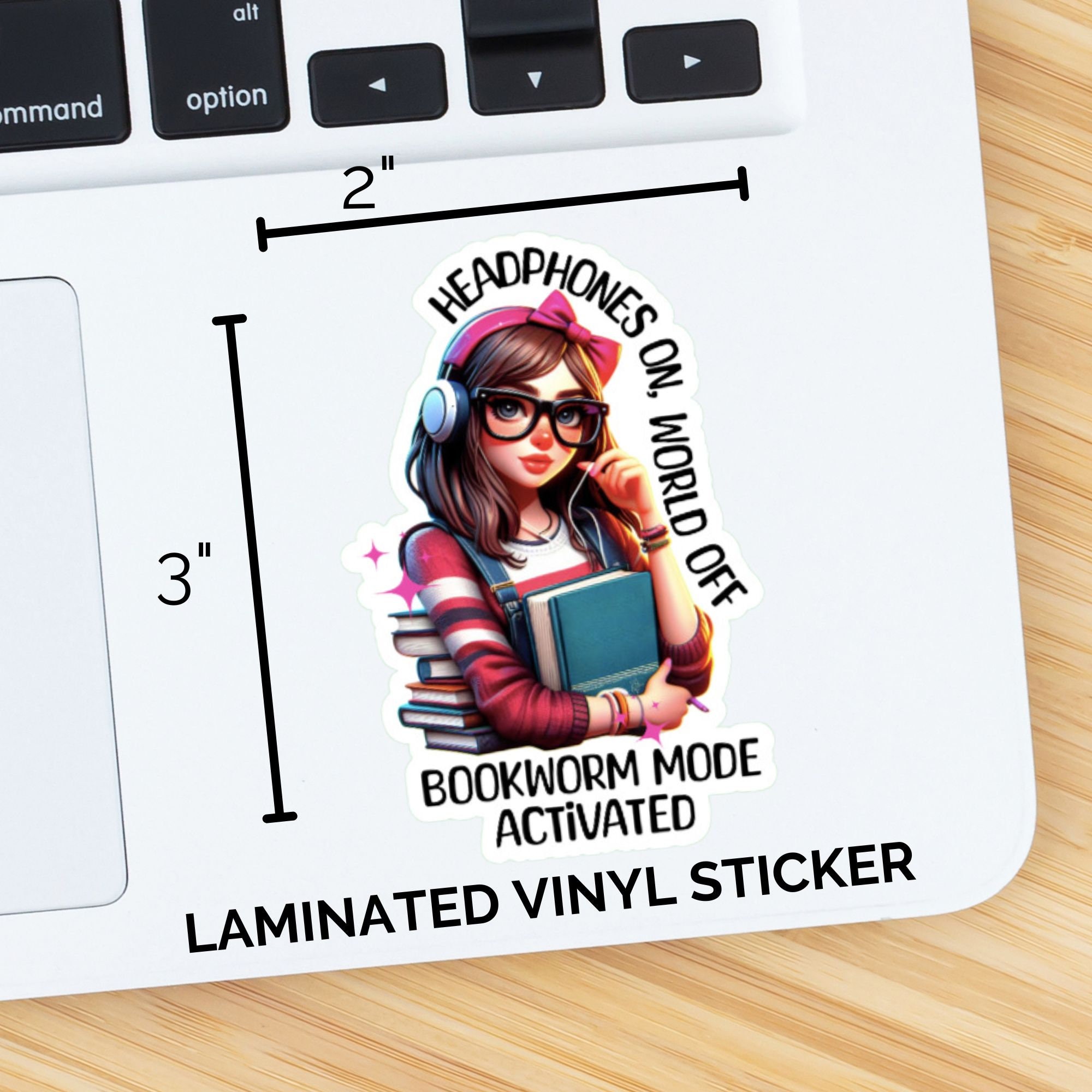 Headphones on, World off, Bookworm Mode activated Sticker
