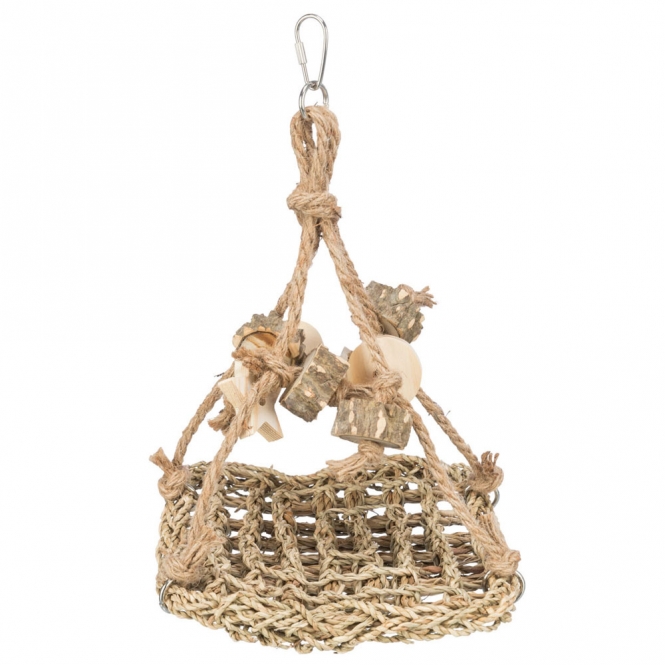 Vogelschaukel aus Seegras und Holz