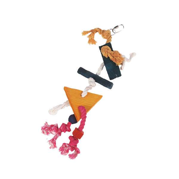 Flamingo Vogelspielzeug aus Holz mit Seil