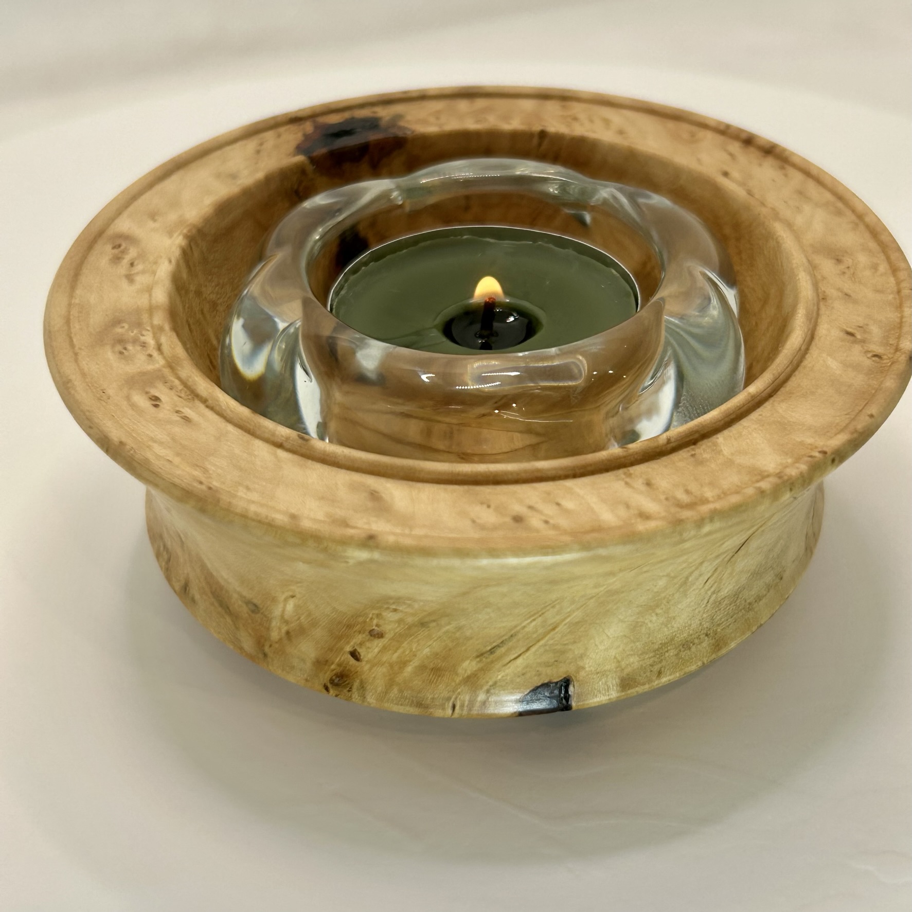 Handcrafted tea-light holder with Glass Insert