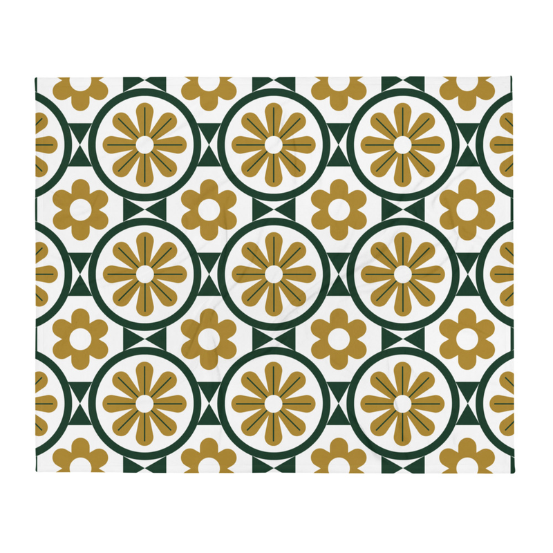 Retro Floral Pattern Throw Blanket