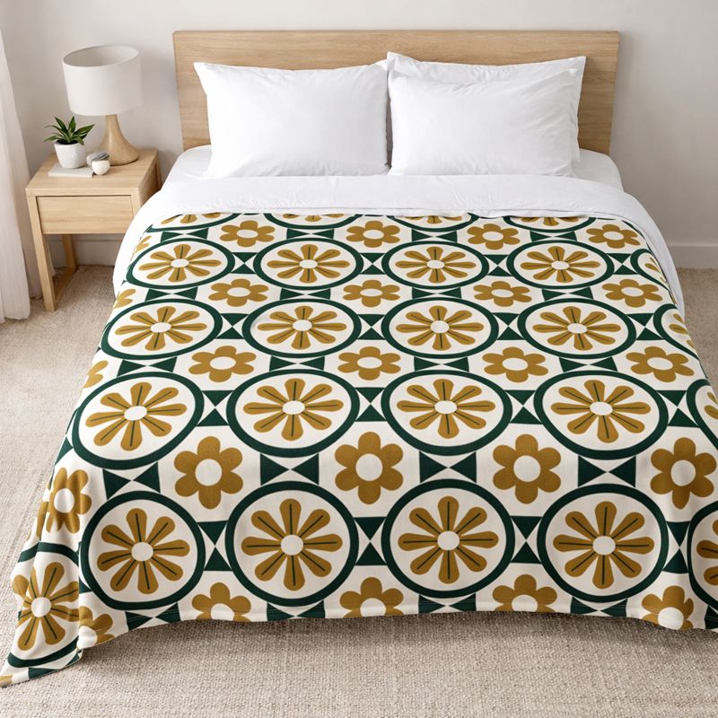 Retro Floral Pattern Throw Blanket