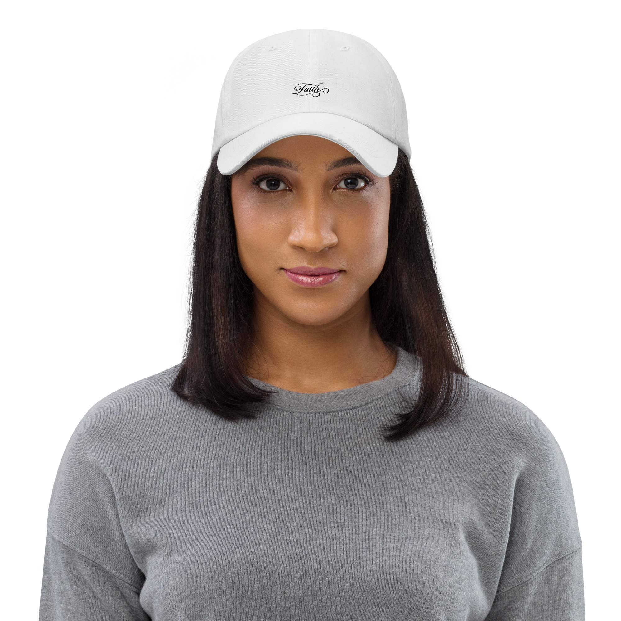 Faith Embroidered White Cap