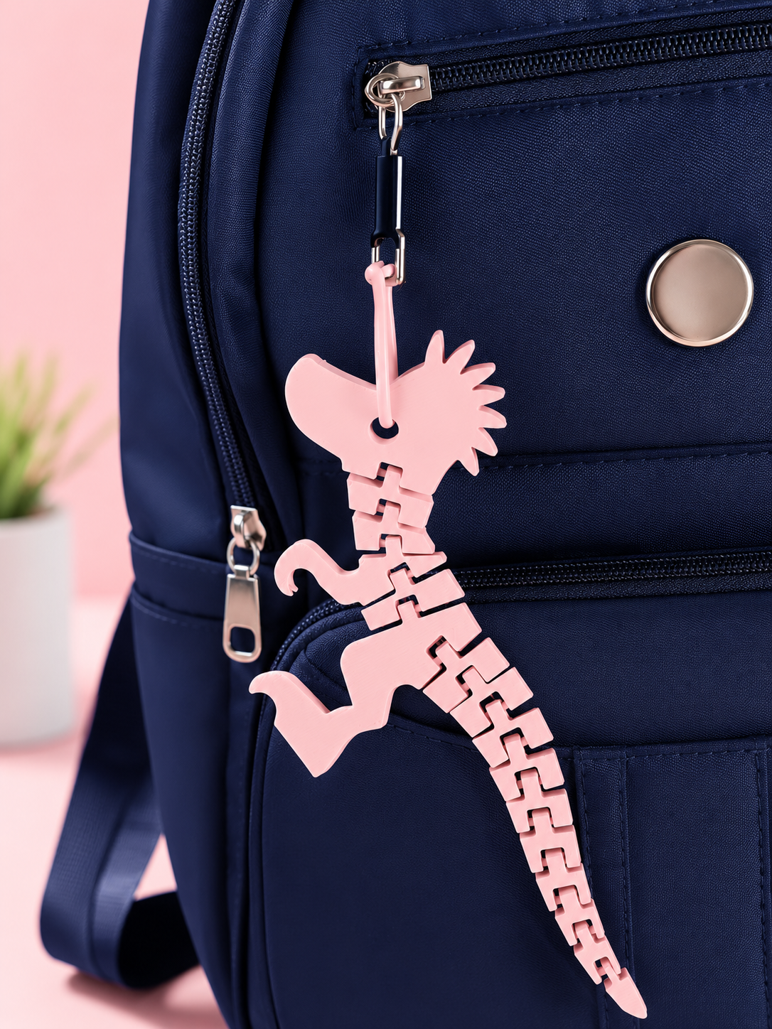 Dino Articulado para Mochila e Acessórios