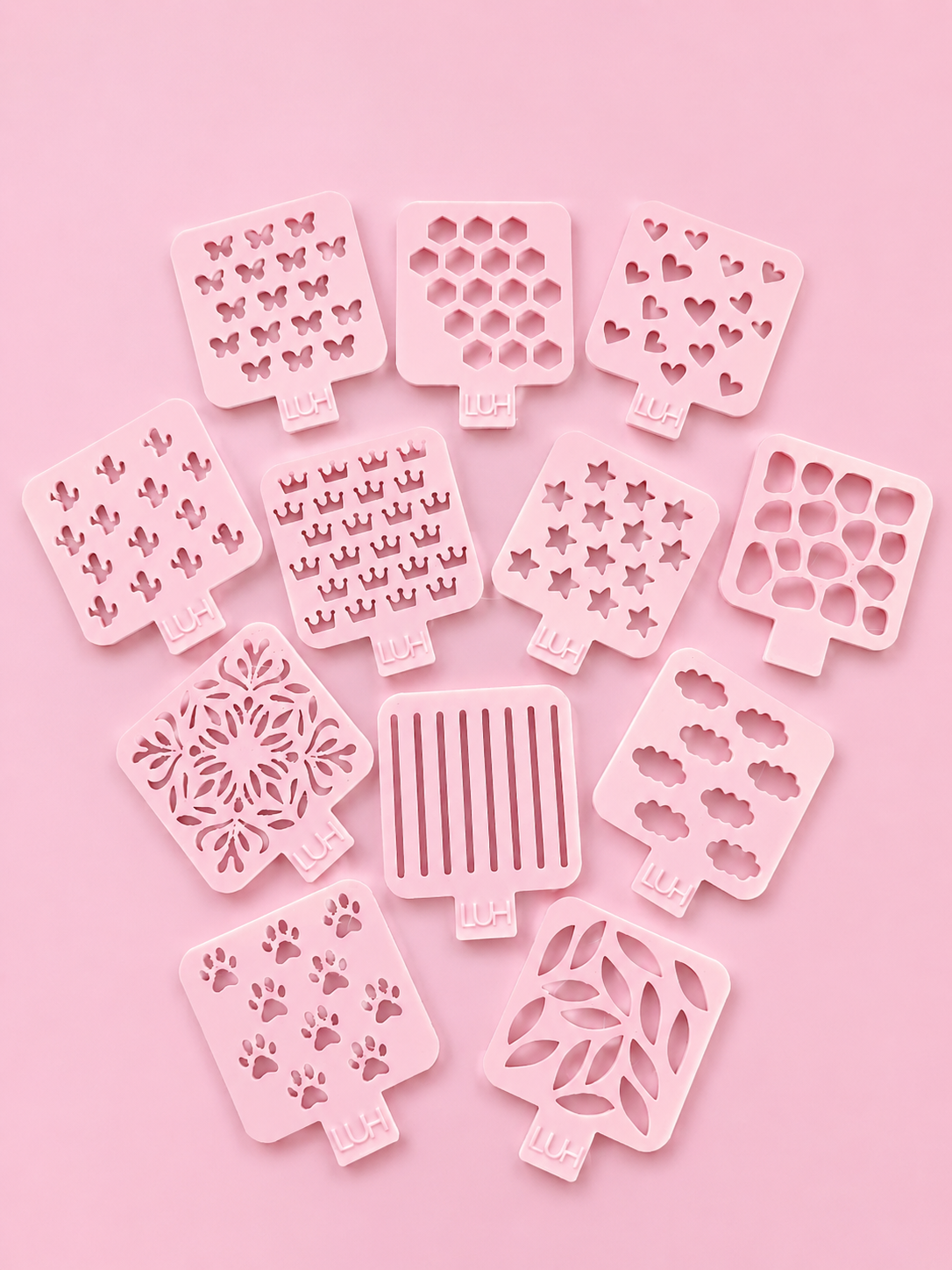 12 Mini Stencil para Doces e Brigadeiros