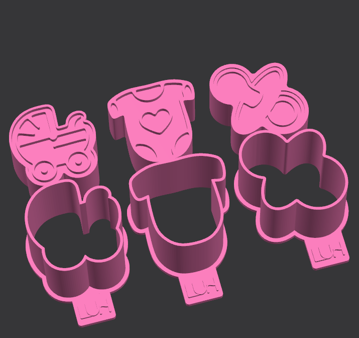 Modelador Ejetor Chá de bebê (carrinho, body, fralda  e chupeta)