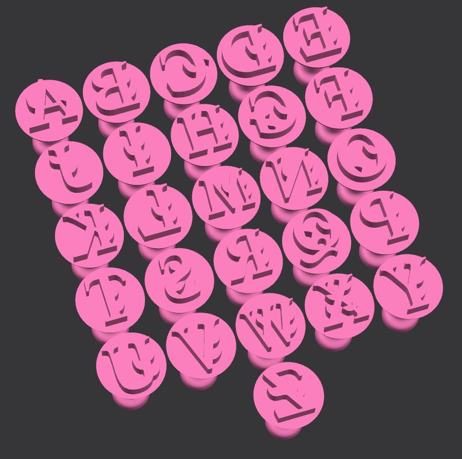 Kit carimbos para doces alfabeto com folhas 