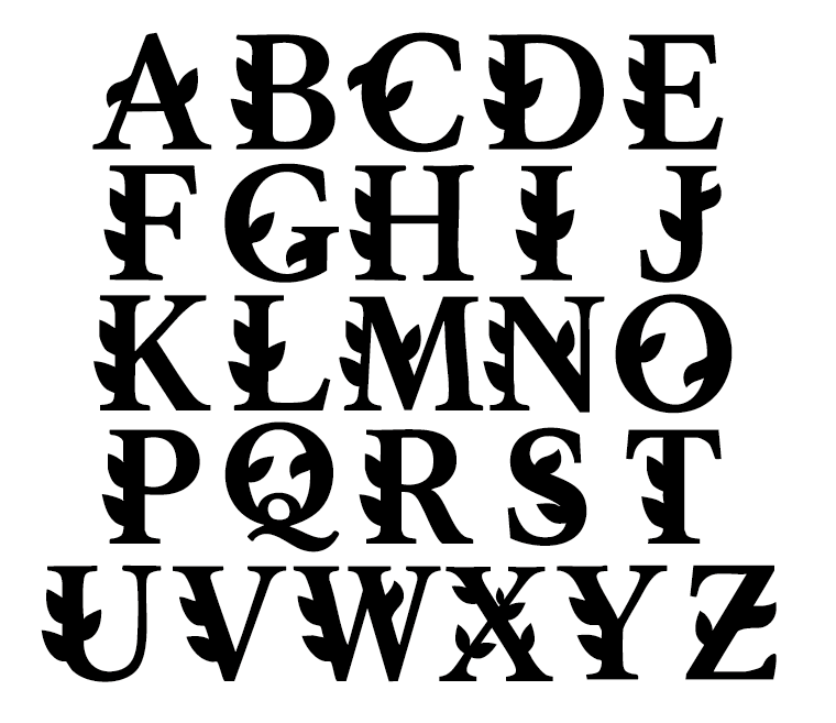 Kit carimbos para doces alfabeto com folhas 