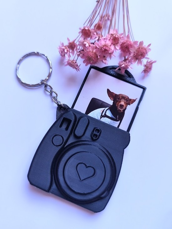 Chaveiro Câmera retrô com porta foto