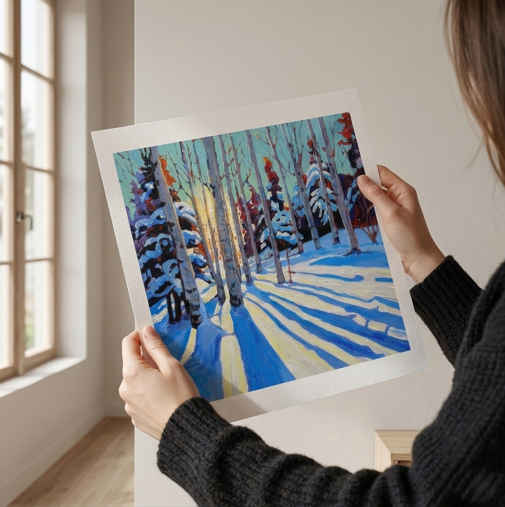  Fine art textured paper- Greenwood Trail , Winter Light II - Unframed