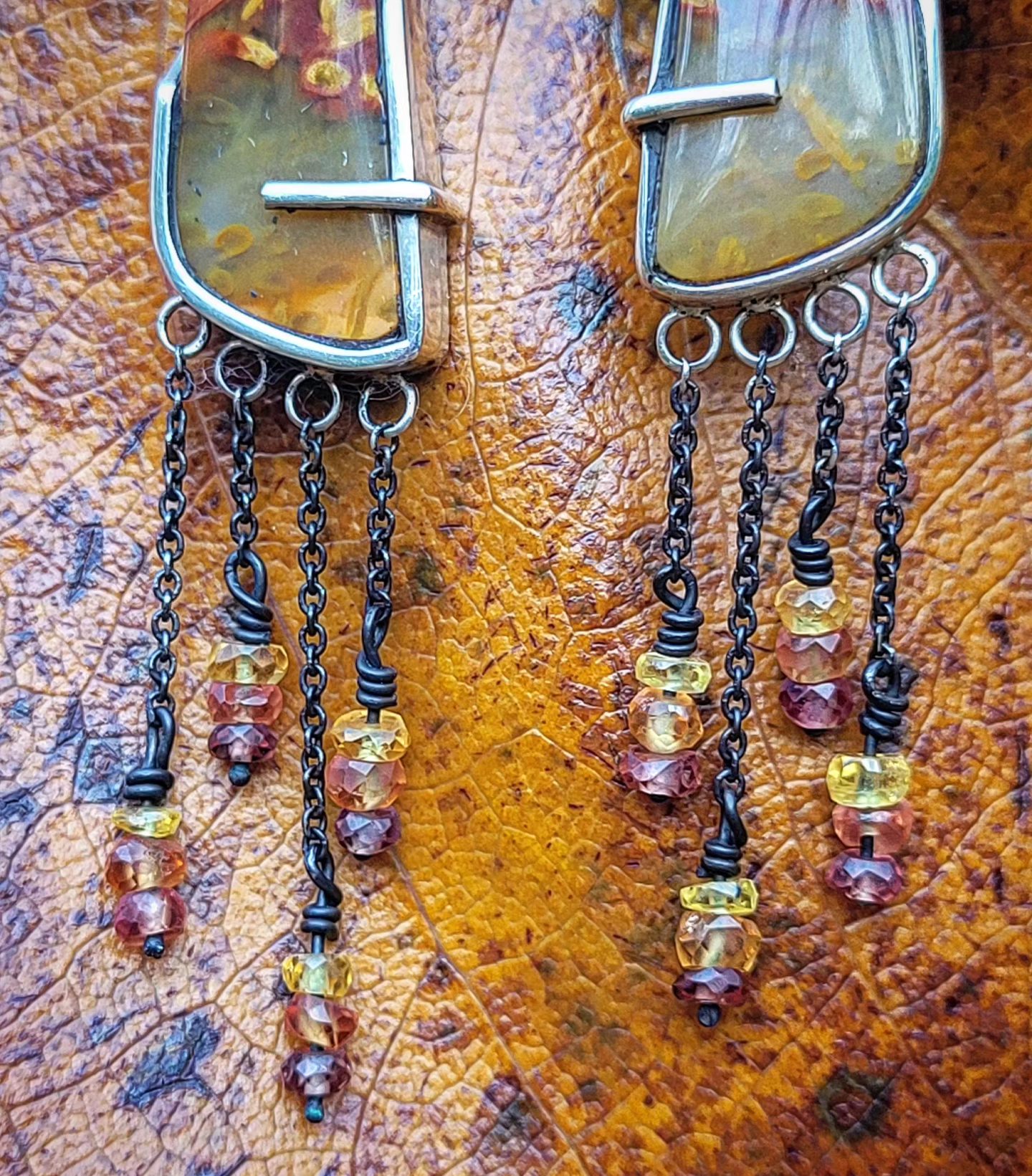 Petrified Palm Tree Drop Earrings