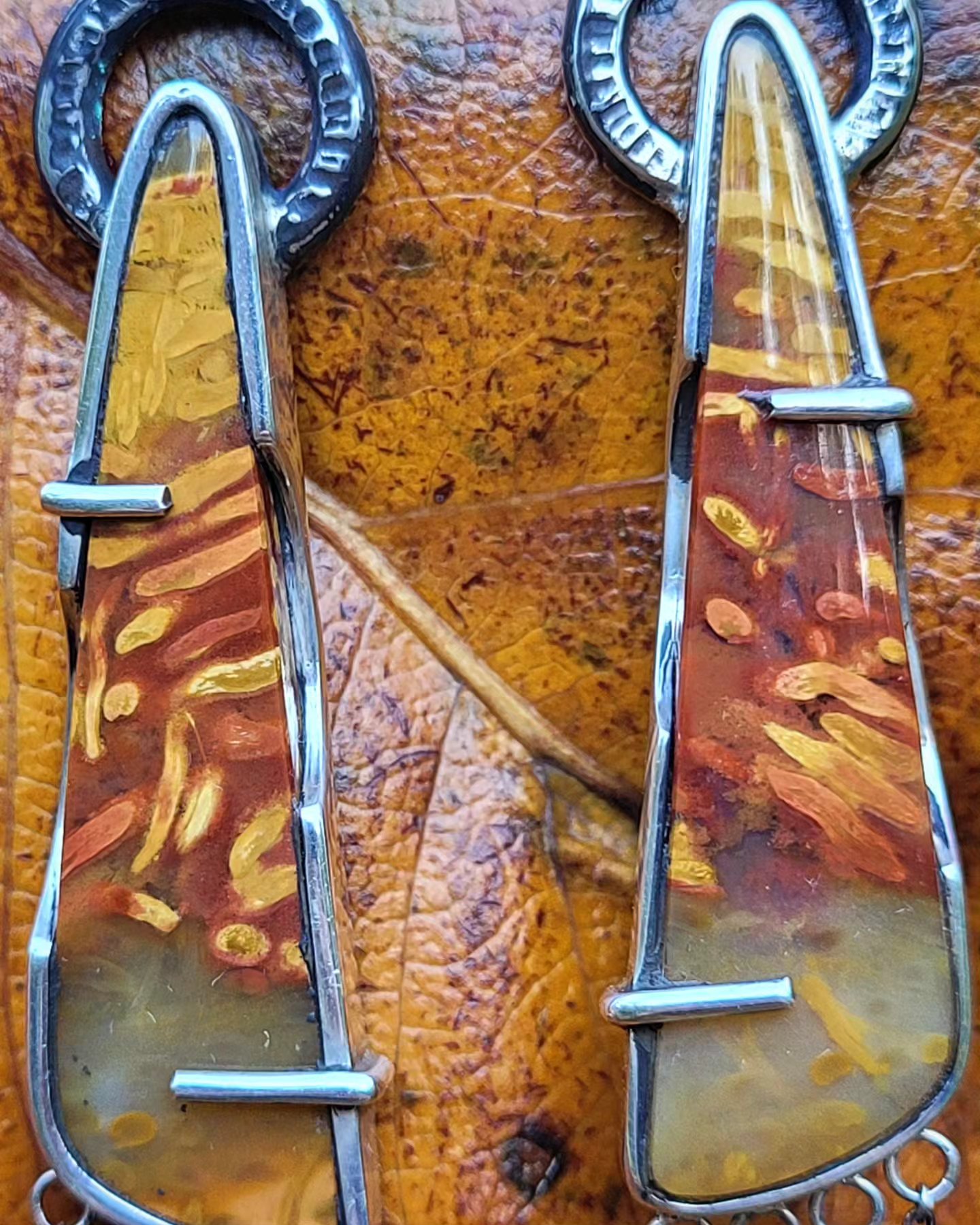 Petrified Palm Tree Drop Earrings