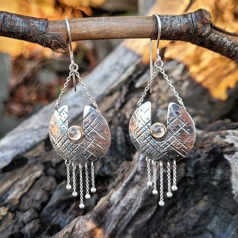 Rutilated Quartz Shield Danglers
