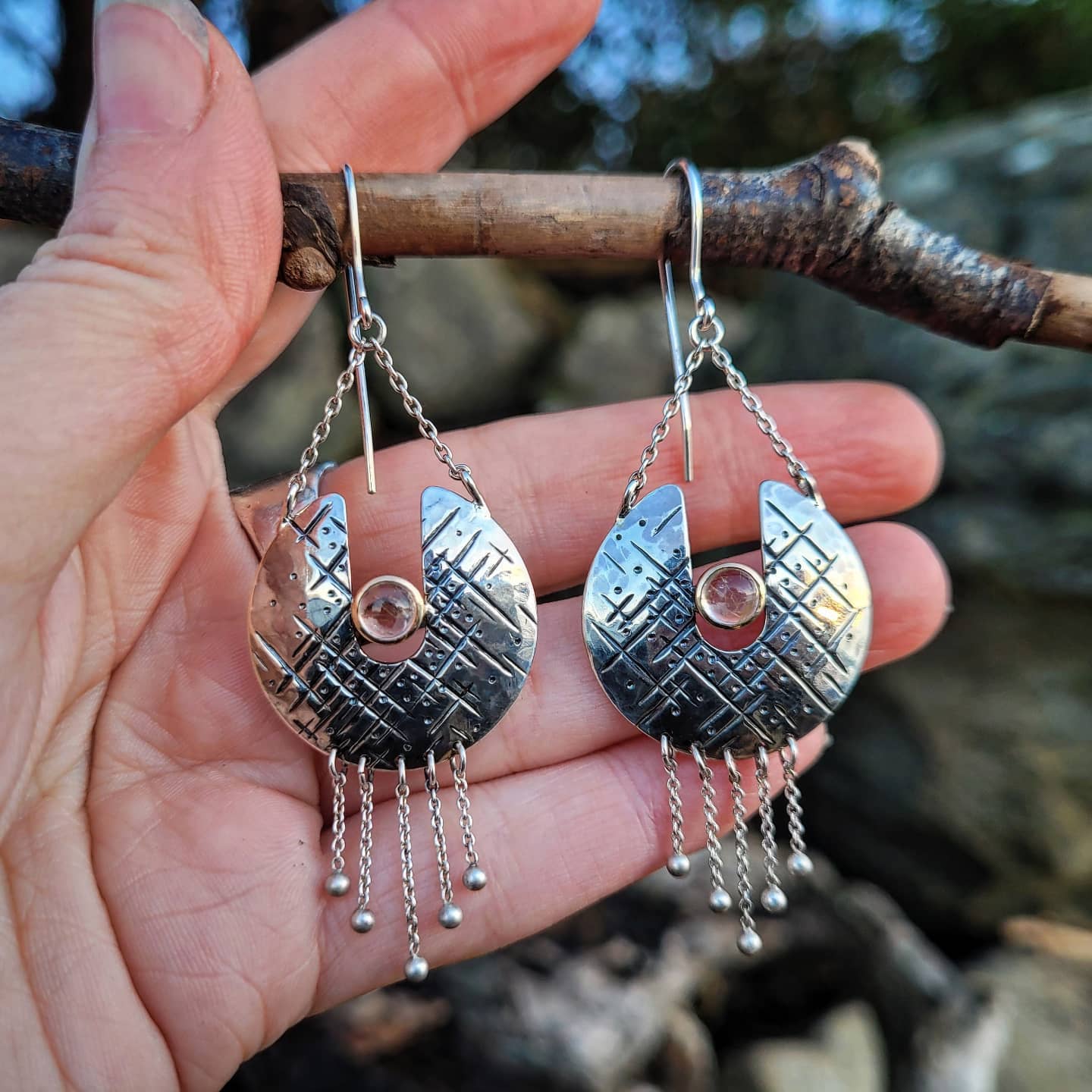 Rutilated Quartz Shield Danglers