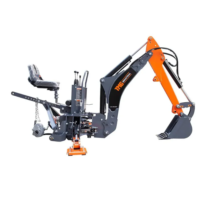 9-ft Tractor Swing Backhoe Attachment, 180° Boom and Bucket Rotation, 15" Bucket Included TMG-TBH90