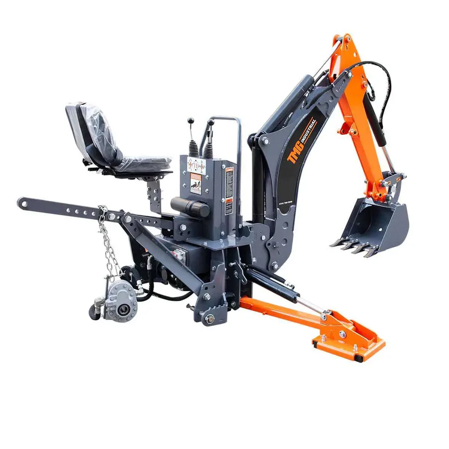 9-ft Tractor Swing Backhoe Attachment, 180° Boom and Bucket Rotation, 15" Bucket Included TMG-TBH90
