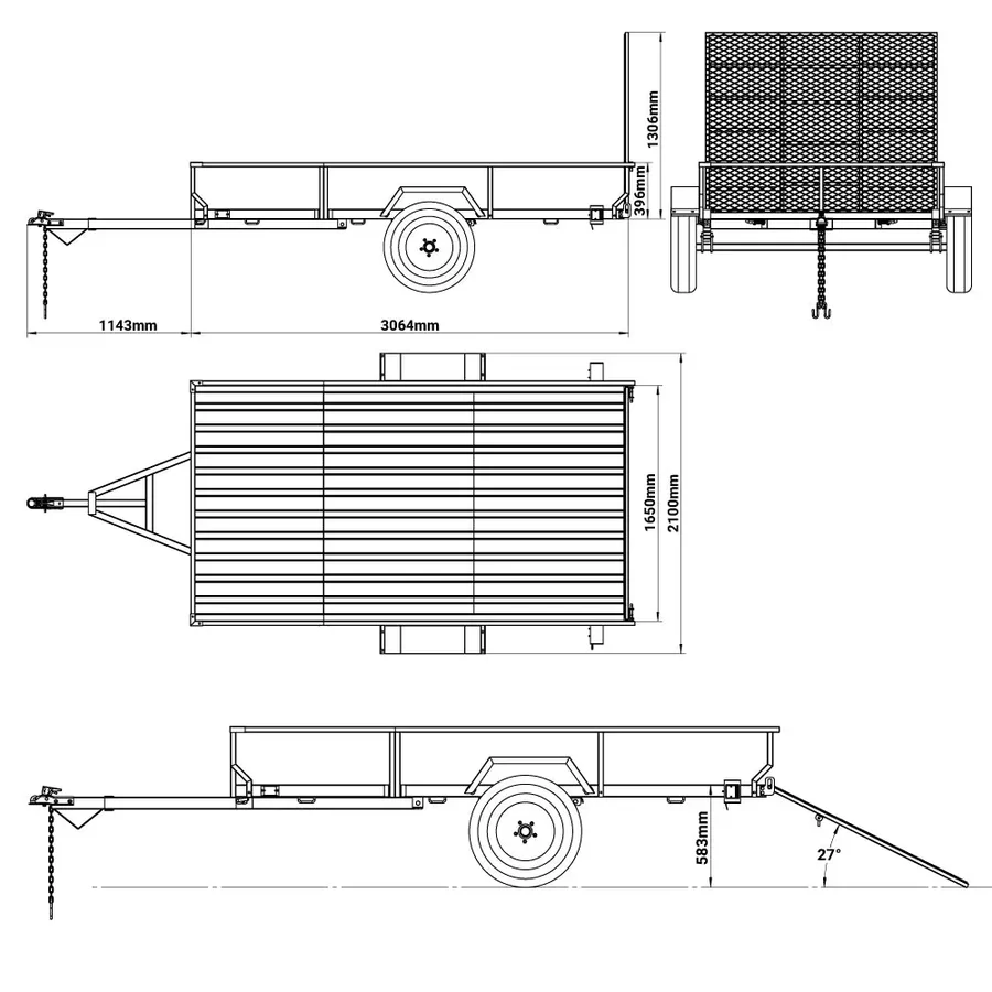 6’ x 10’ Single Axle Utility Trailer w/Ramp, 2500 Lb Payload Capacity, Robust Construction, Powder Coated, LED Lights, Spacious Interior, 2" Coupler, TMG-UT610