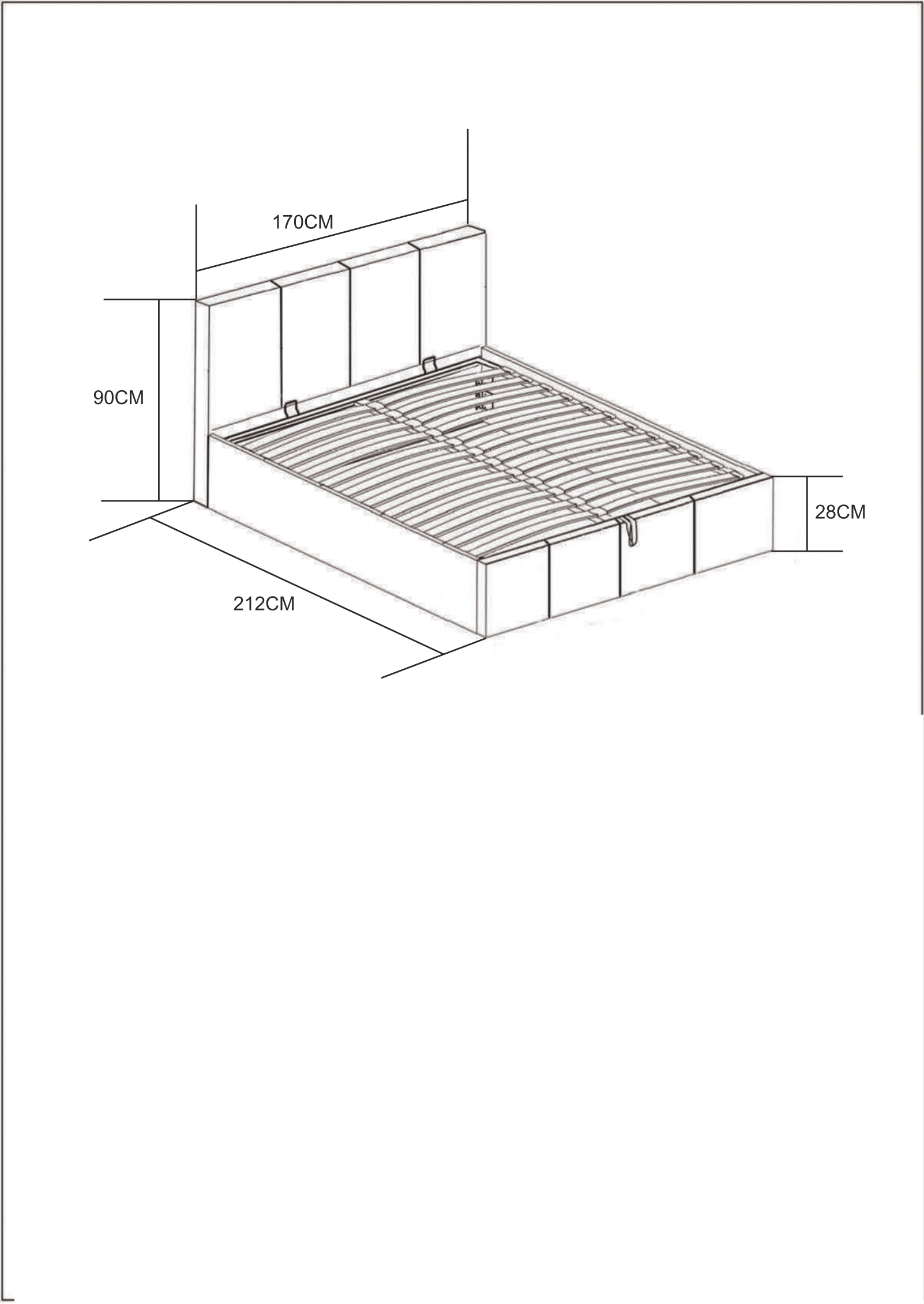 Lit double avec rangement dimention160x200 cm