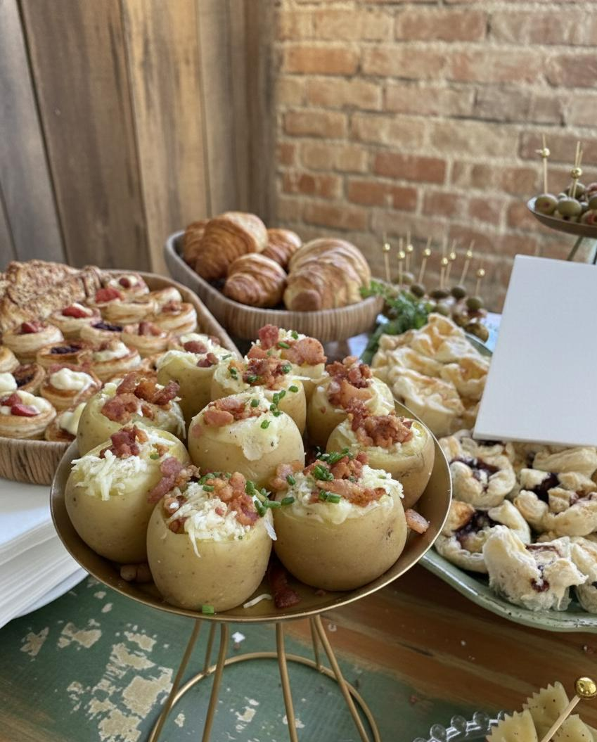 Mini Batata com Creme de Queijo e Bacon - 15 unid.