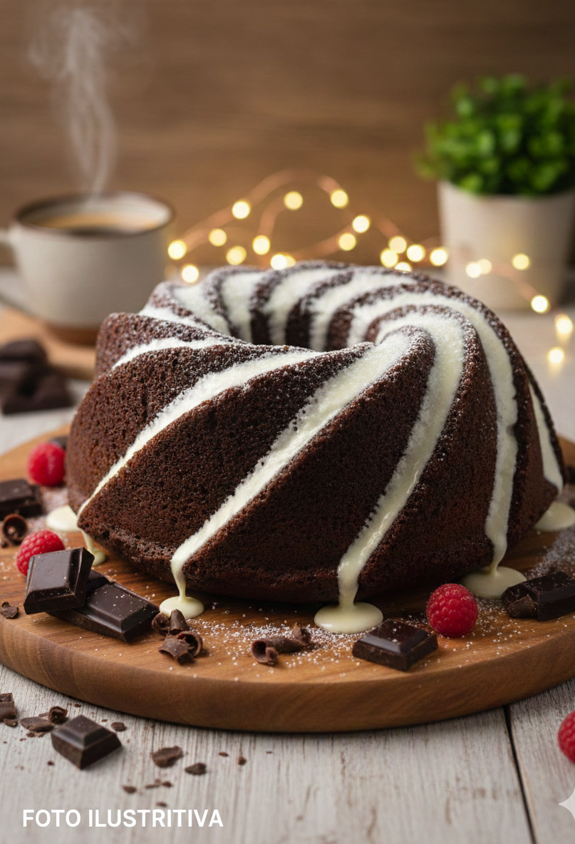 Bolo de Espiral de Chocolate com Ninho