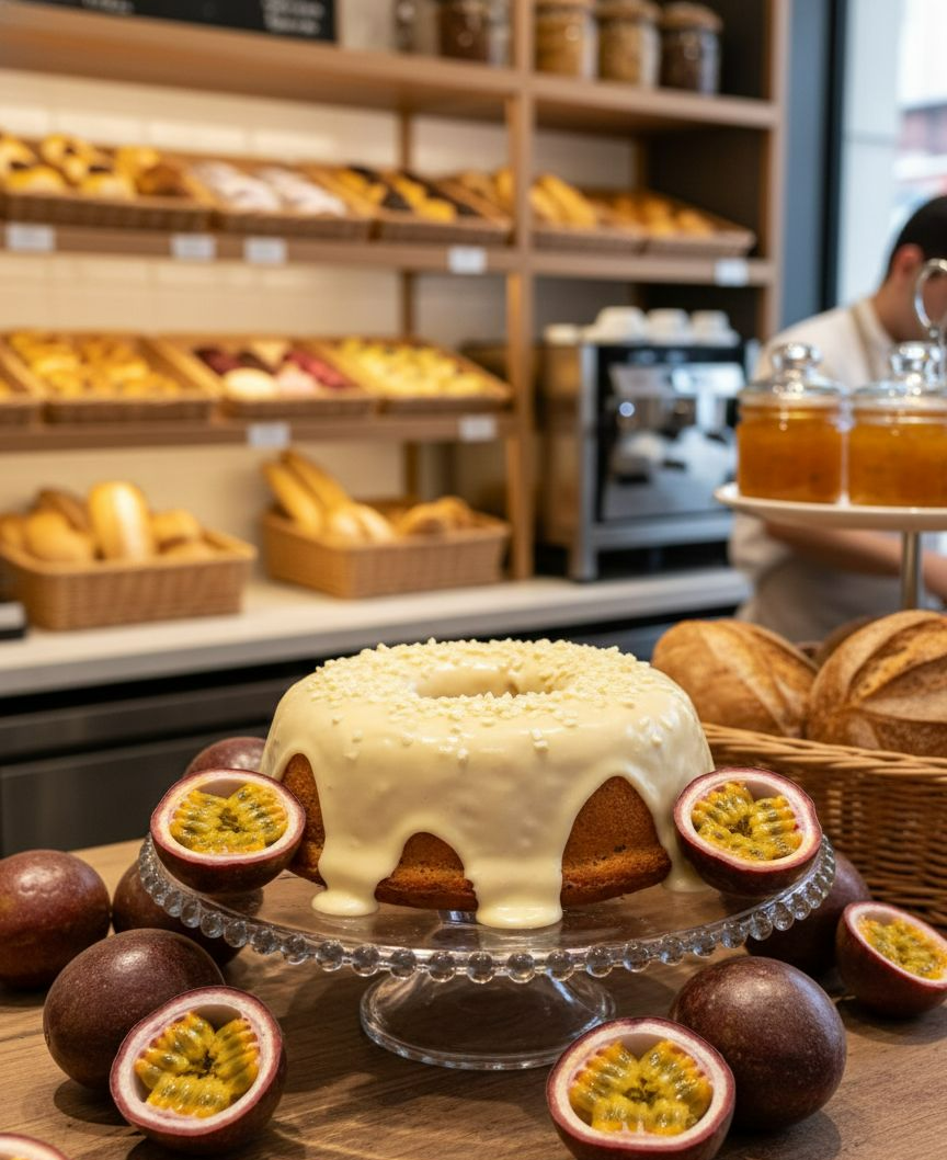 Bolo de Maracujá com Cobertura de Leite em Pó