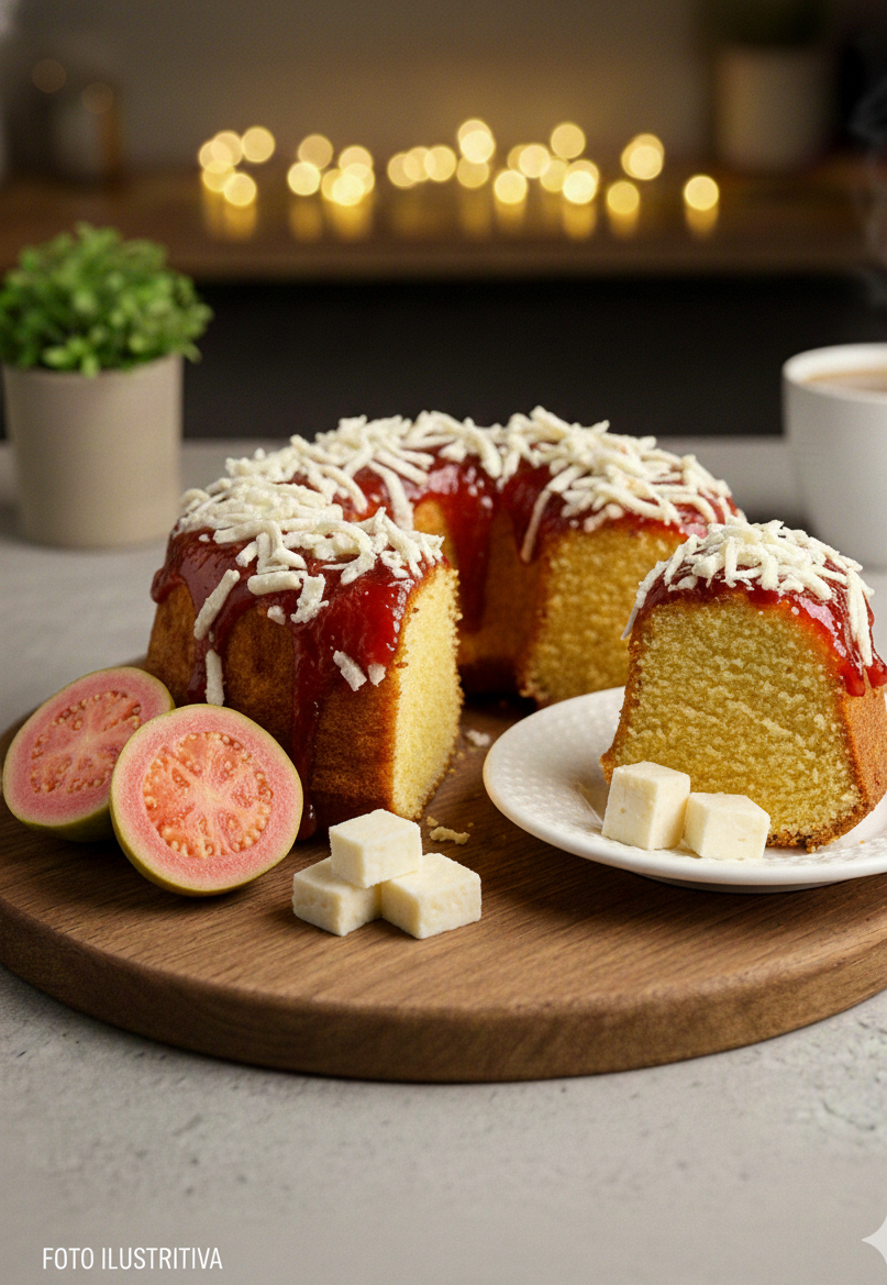 Broa de Fubá com Queijo e Goiabada