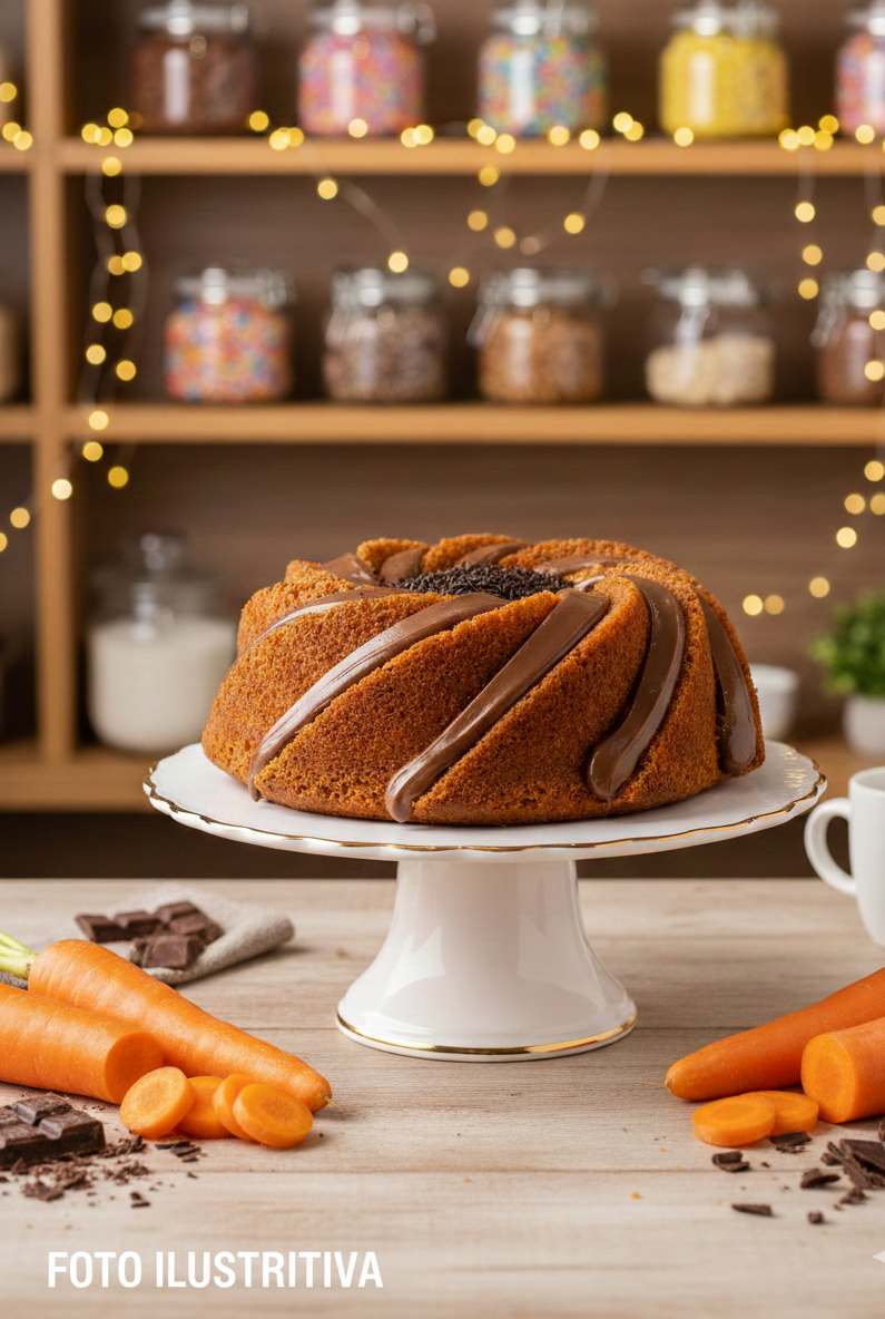 Bolo Espiral de Cenoura com Chocolate
