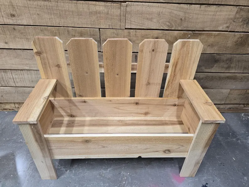 Rustic Wooden Bench Planter